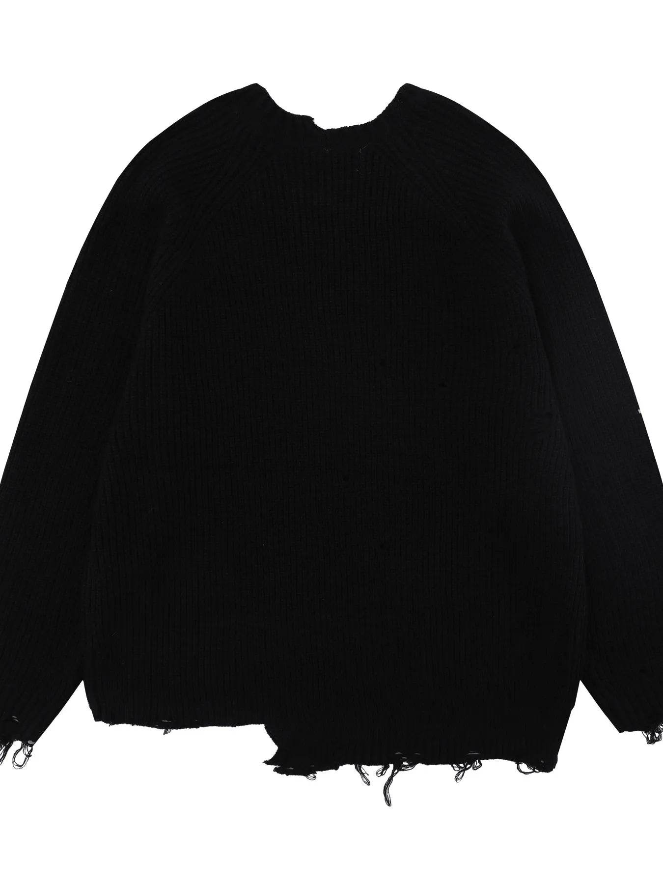 Men's Distressed Letter Ribbed Knit Sweater - Tredona LLC