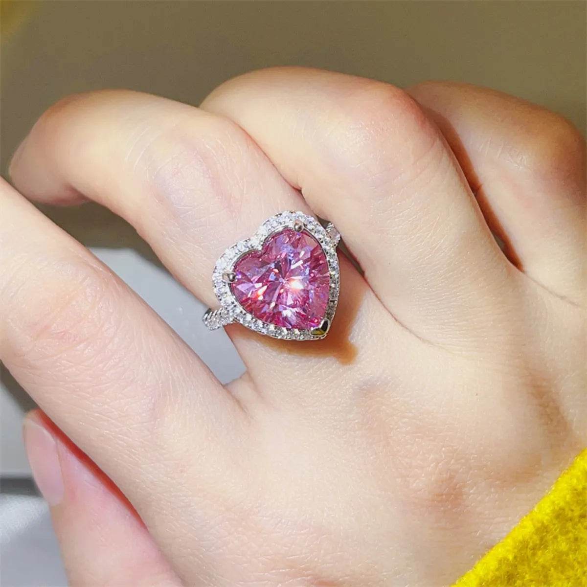 5 Carat Moissanite 925 Sterling Silver Heart Ring - Tredona LLC
