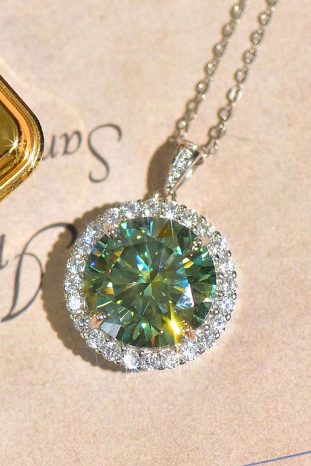 10 Carat Moissanite Pendant Platinum-Plated Necklace - Tredona LLC