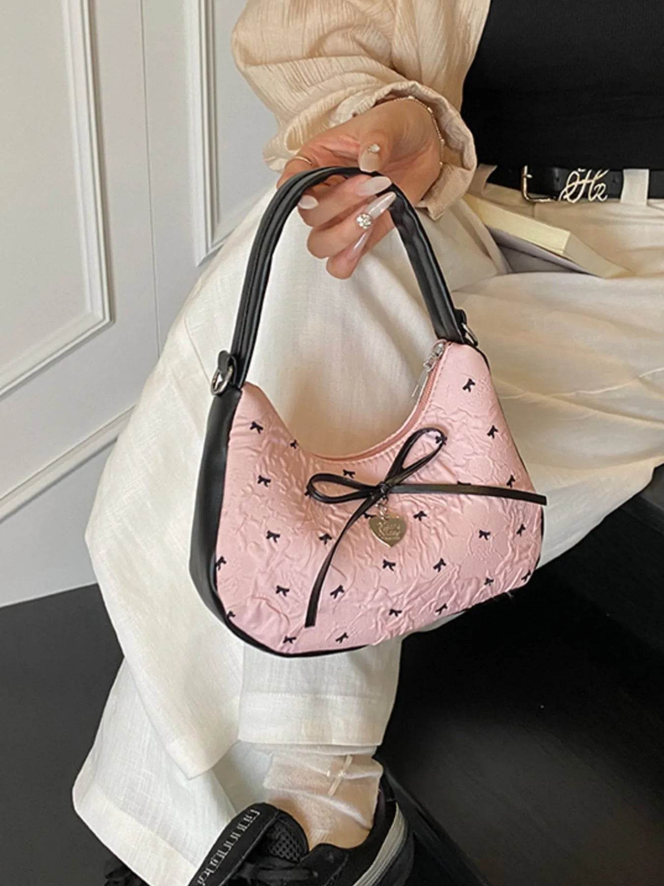 Printed Bow Shoulder Bag - Tredona LLC