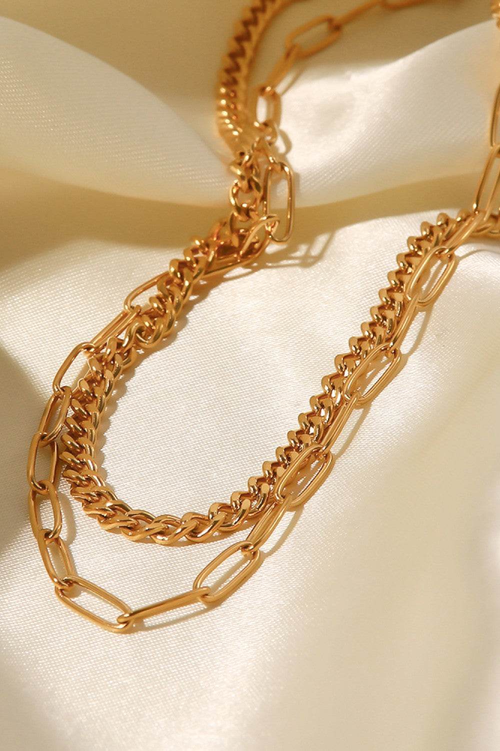 18K Gold Plated Layered Chain Necklace - Tredona LLC