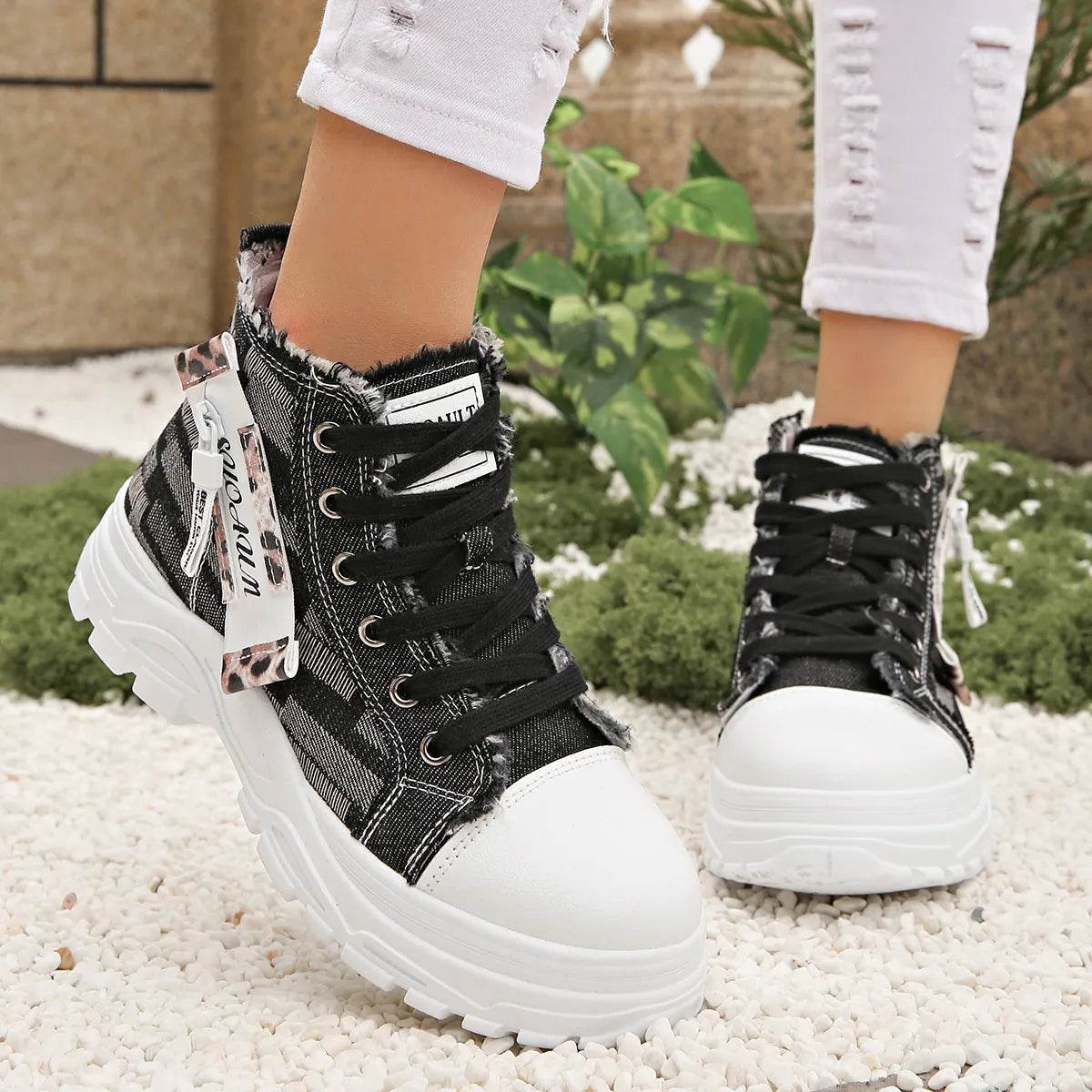 Lace Up Platform Sneakers - Tredona LLC