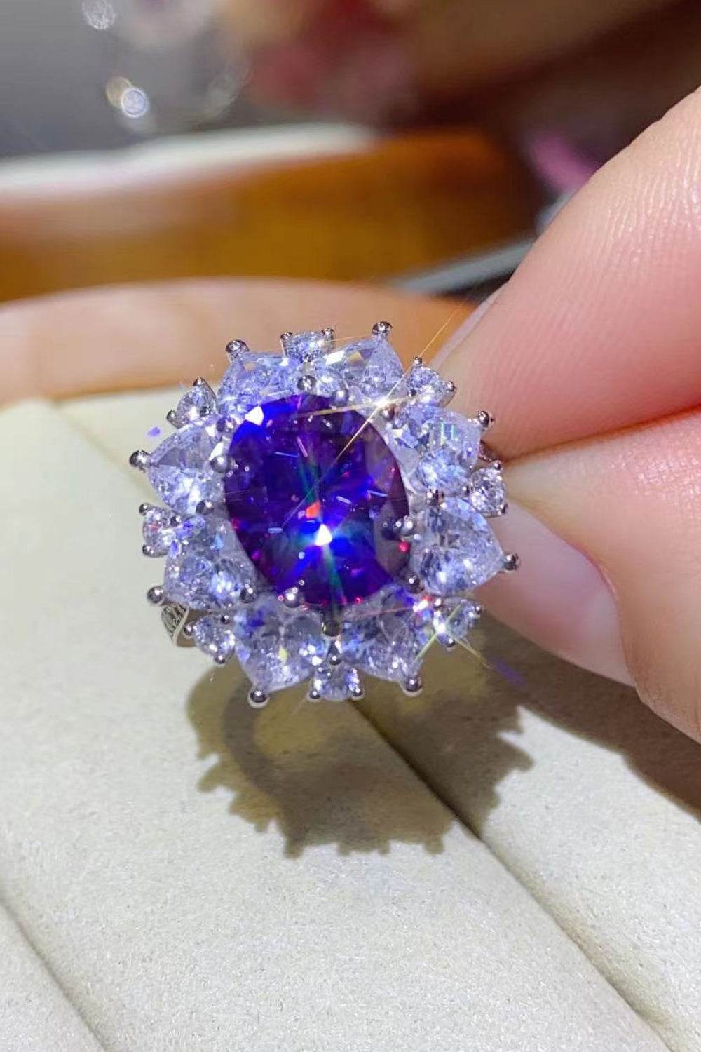 3 Carat Moissanite Platinum-Plated Ring - Tredona LLC
