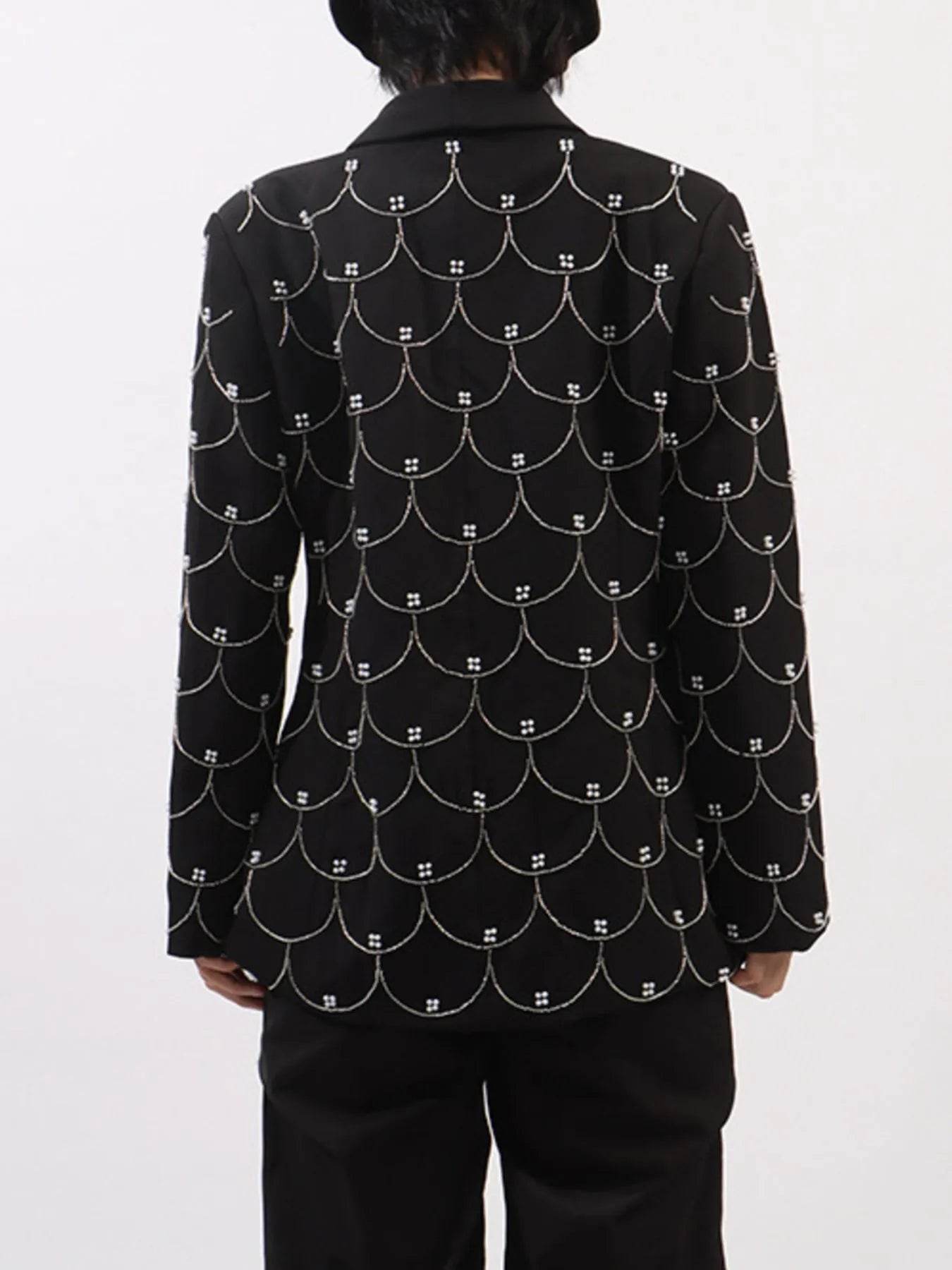 Pearl Detail Long Sleeve Blazer - Tredona LLC