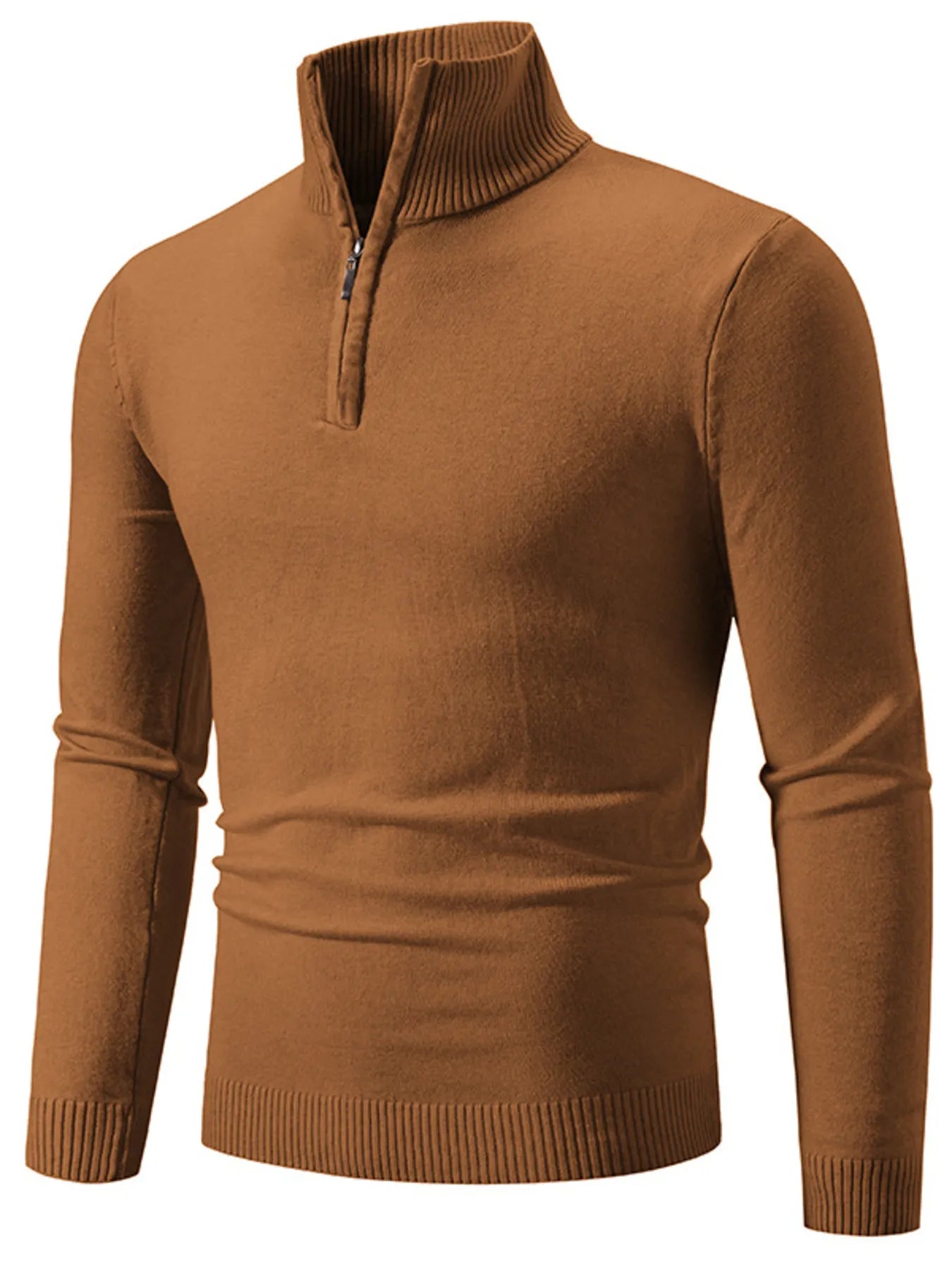 Men's Plus Size Quarter-Zip Turtleneck Sweater - Tredona LLC