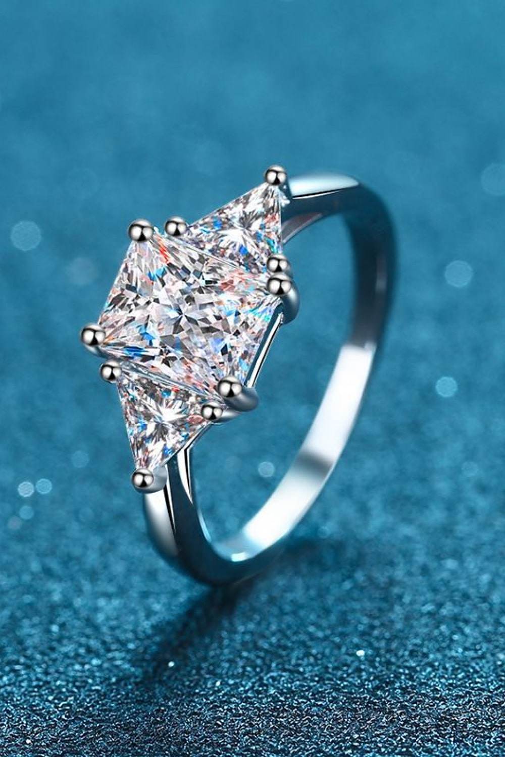 3 Carat Moissanite 925 Sterling Silver Rhodium-Plated Ring - Tredona LLC