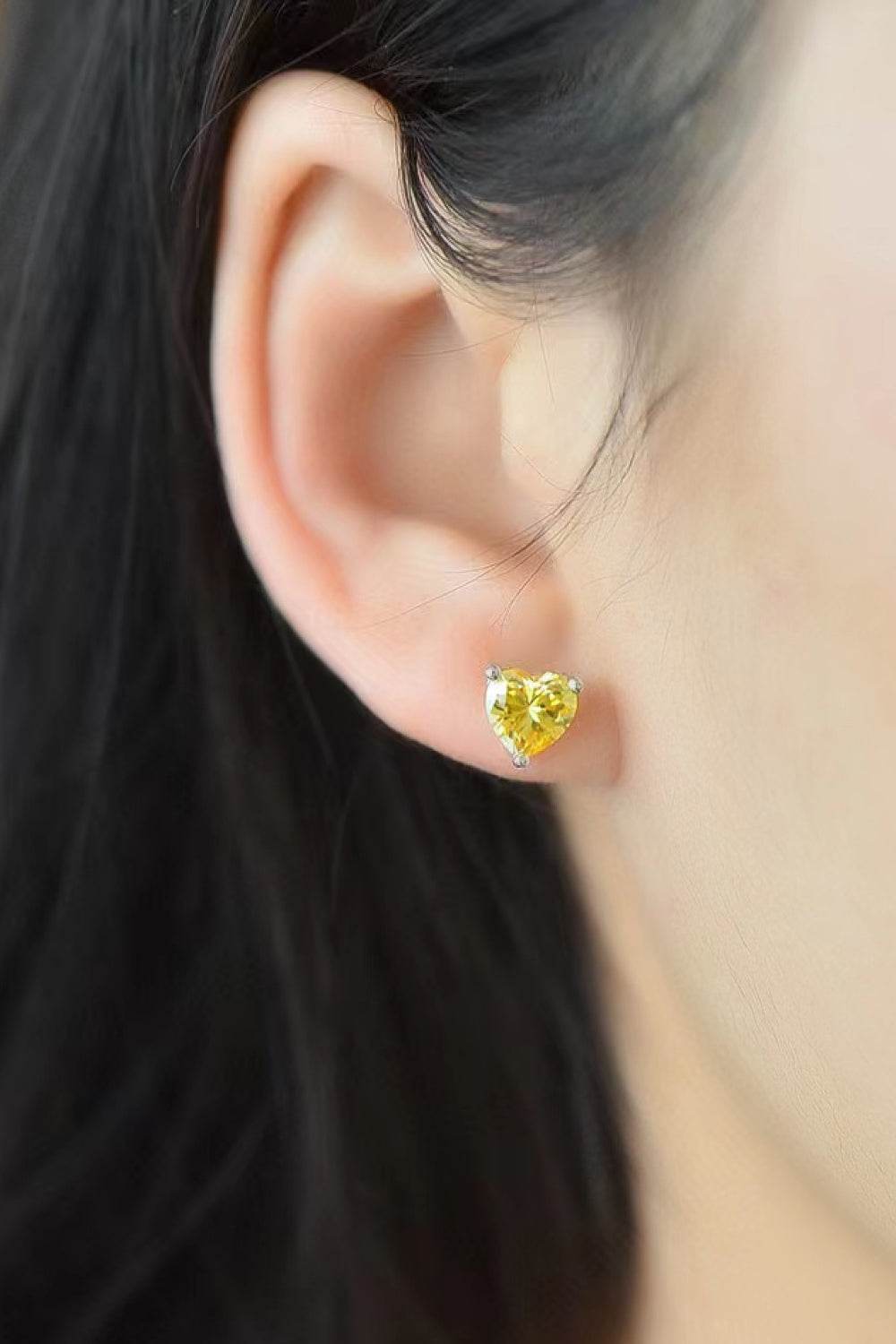 2 Carat Yellow Heart Moissanite Platinum-Plated Earrings - Tredona LLC