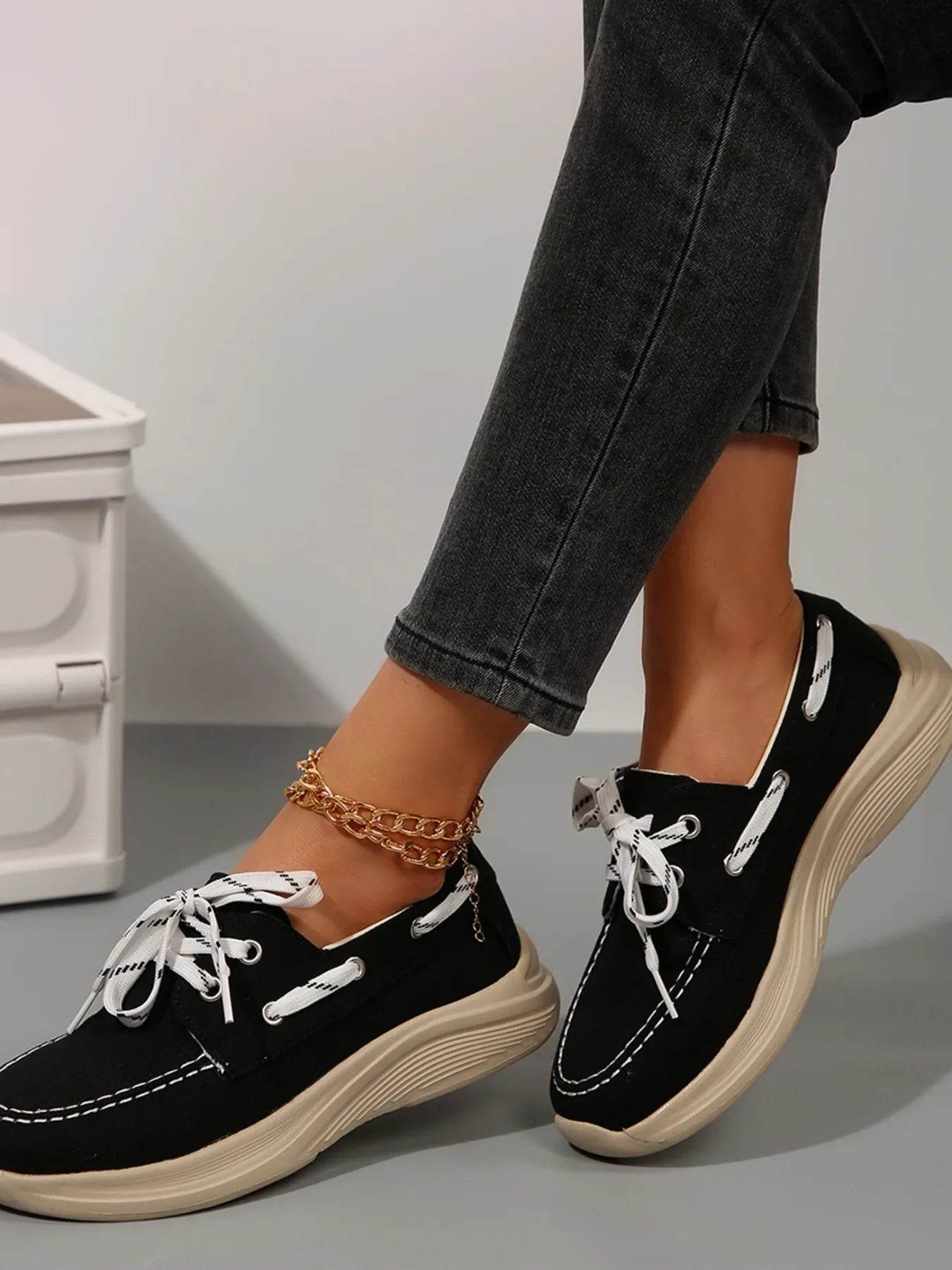 Lace Up Round Toe Sneakers - Tredona LLC