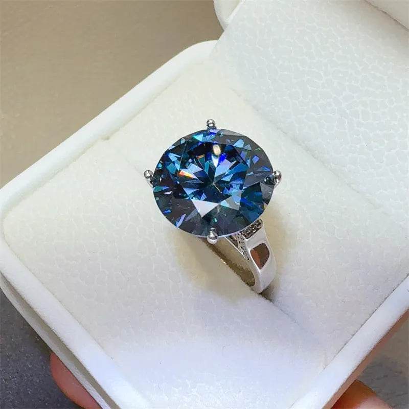 10 Carat 925 Sterling Silver Moissanite Ring - Tredona LLC