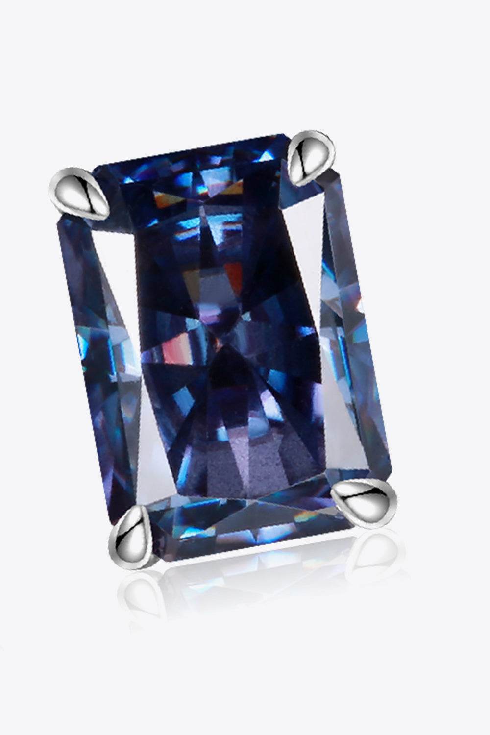 2 Carat Rectangle Moissanite 4-Prong Stud Earrings - Tredona LLC