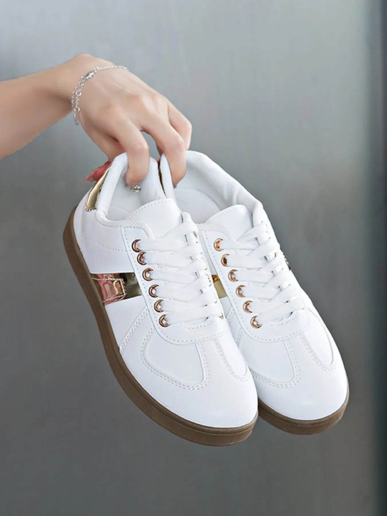 Stripe Lace Up Sneakers - Tredona LLC