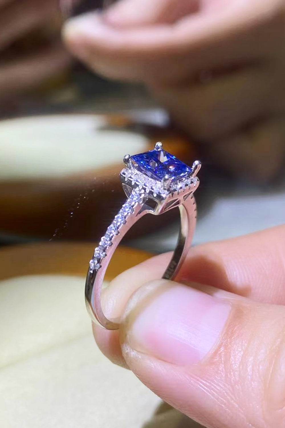 1 Carat Moissanite 925 Sterling Silver Square Ring - Tredona LLC