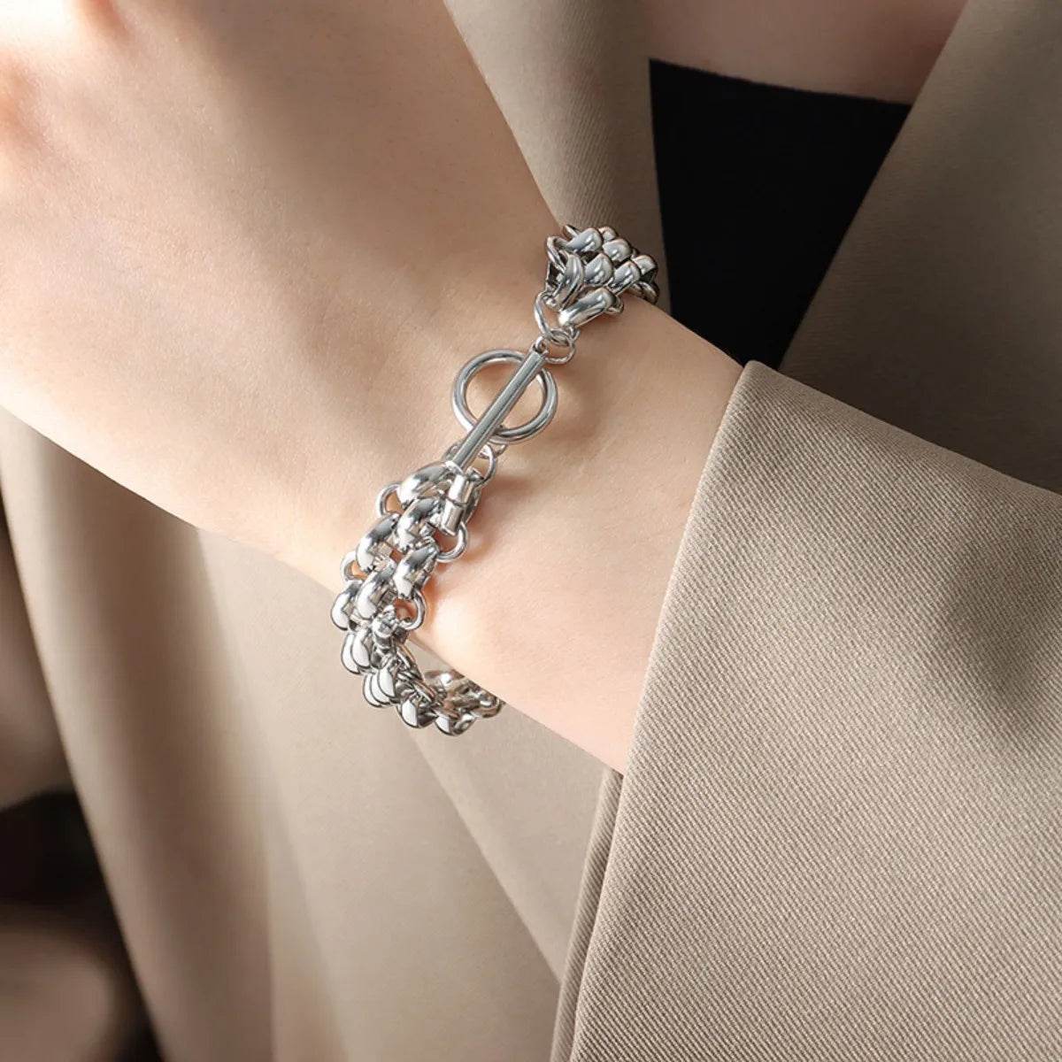 Gold Chain Link Jewelry Set with Necklace and Bracelet - Tredona LLC