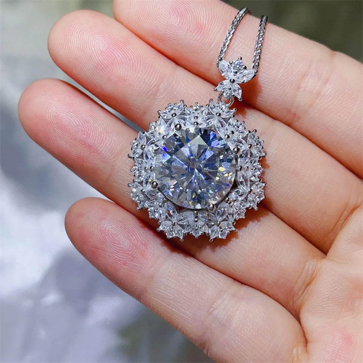 10 Carat Moissanite 925 Sterling Silver Necklace - Tredona LLC