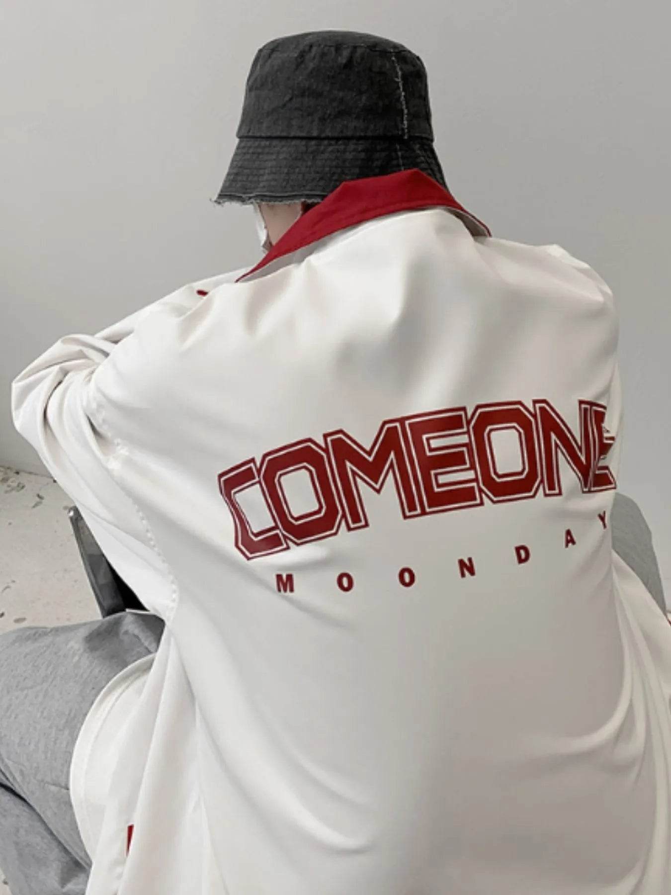 Men's Letter Zip Up Long Sleeve Jacket - Tredona LLC