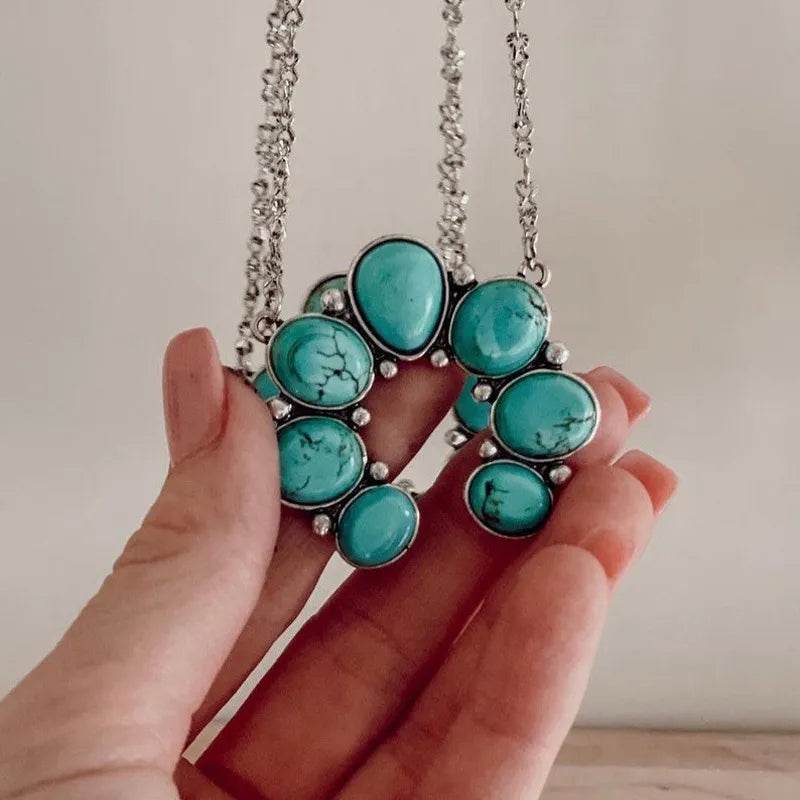 Artificial Turquoise Alloy Pendant Necklace - Tredona LLC