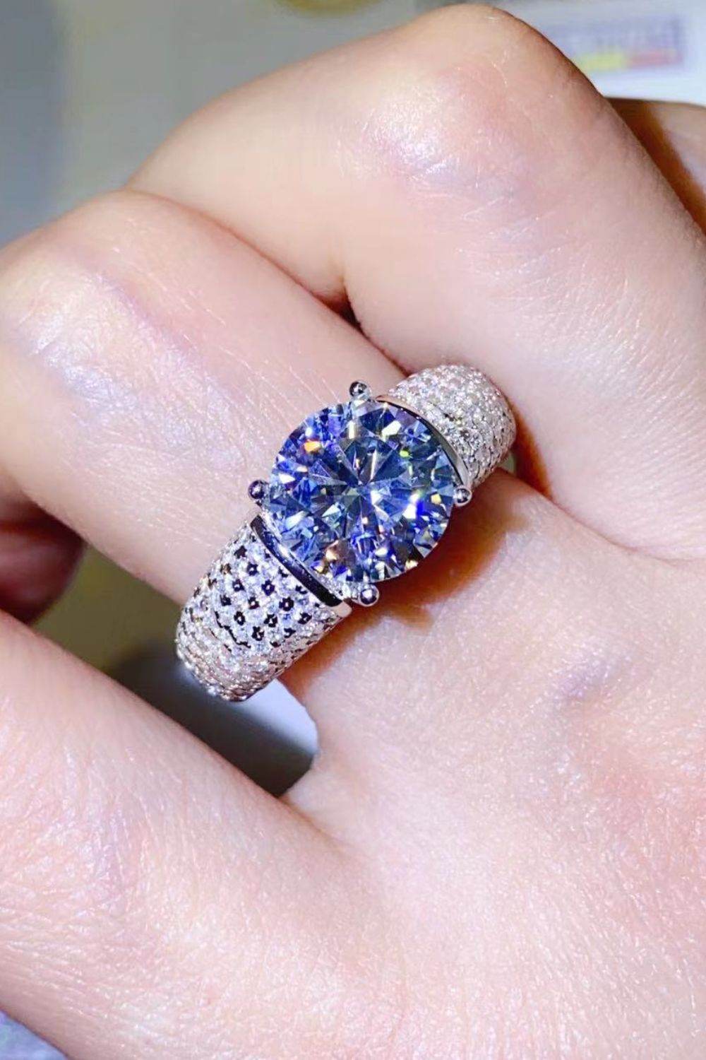 3 Carat Moissanite Side Stone Ring - Tredona LLC