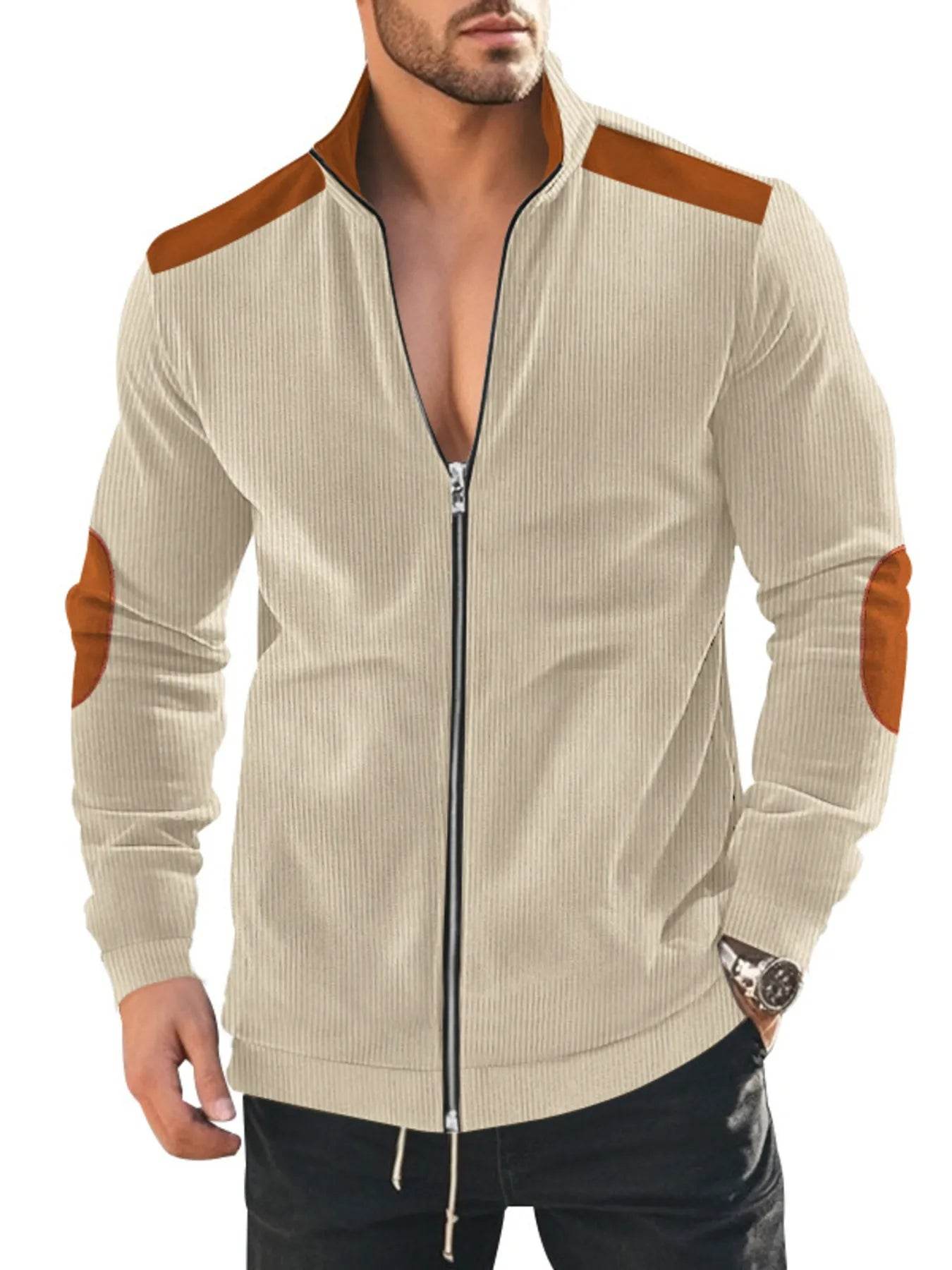 Men's Full Size Zip Up Long Sleeve Jacket Plus Size - Tredona LLC