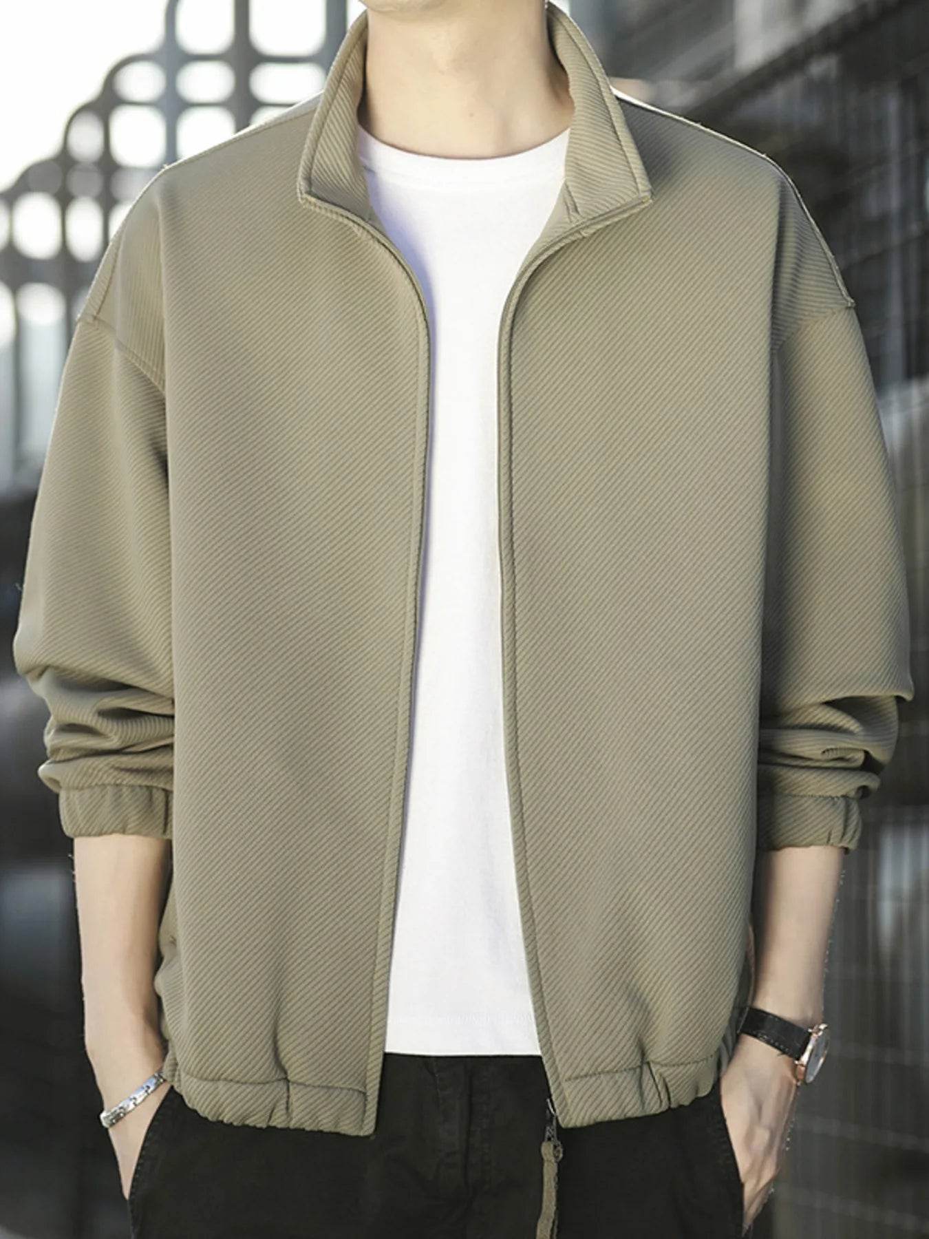 Men's Plus Size Zip Up Long Sleeve Jacket - Tredona LLC