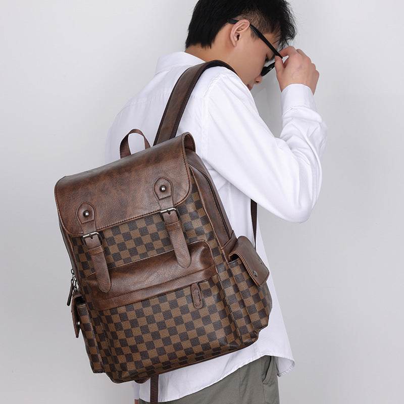 Large Capacity Travel Leisure Plaid Backpack - Tredona LLC