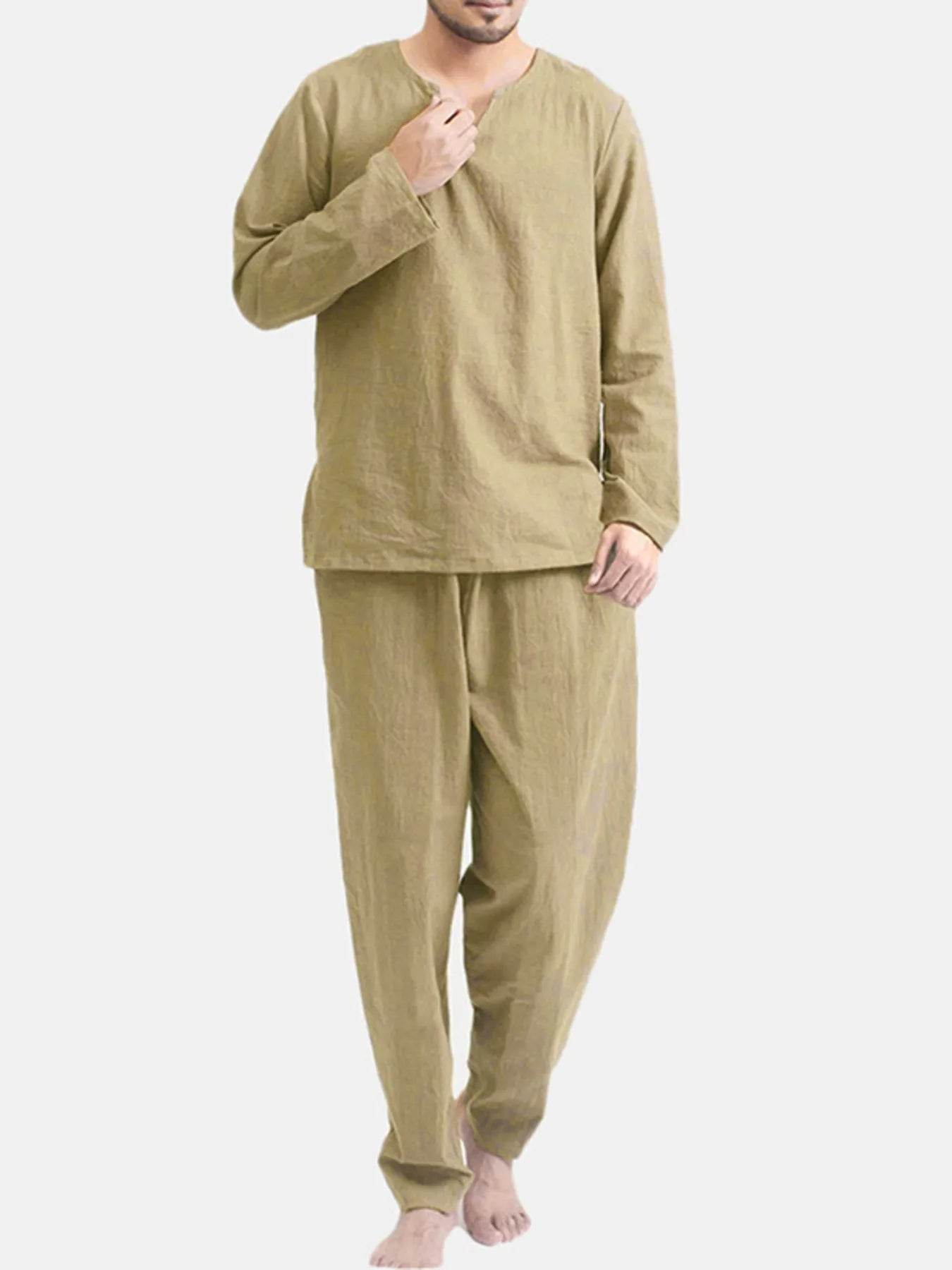Men's Plus Size Long Sleeve Top and Pants Set - Tredona LLC