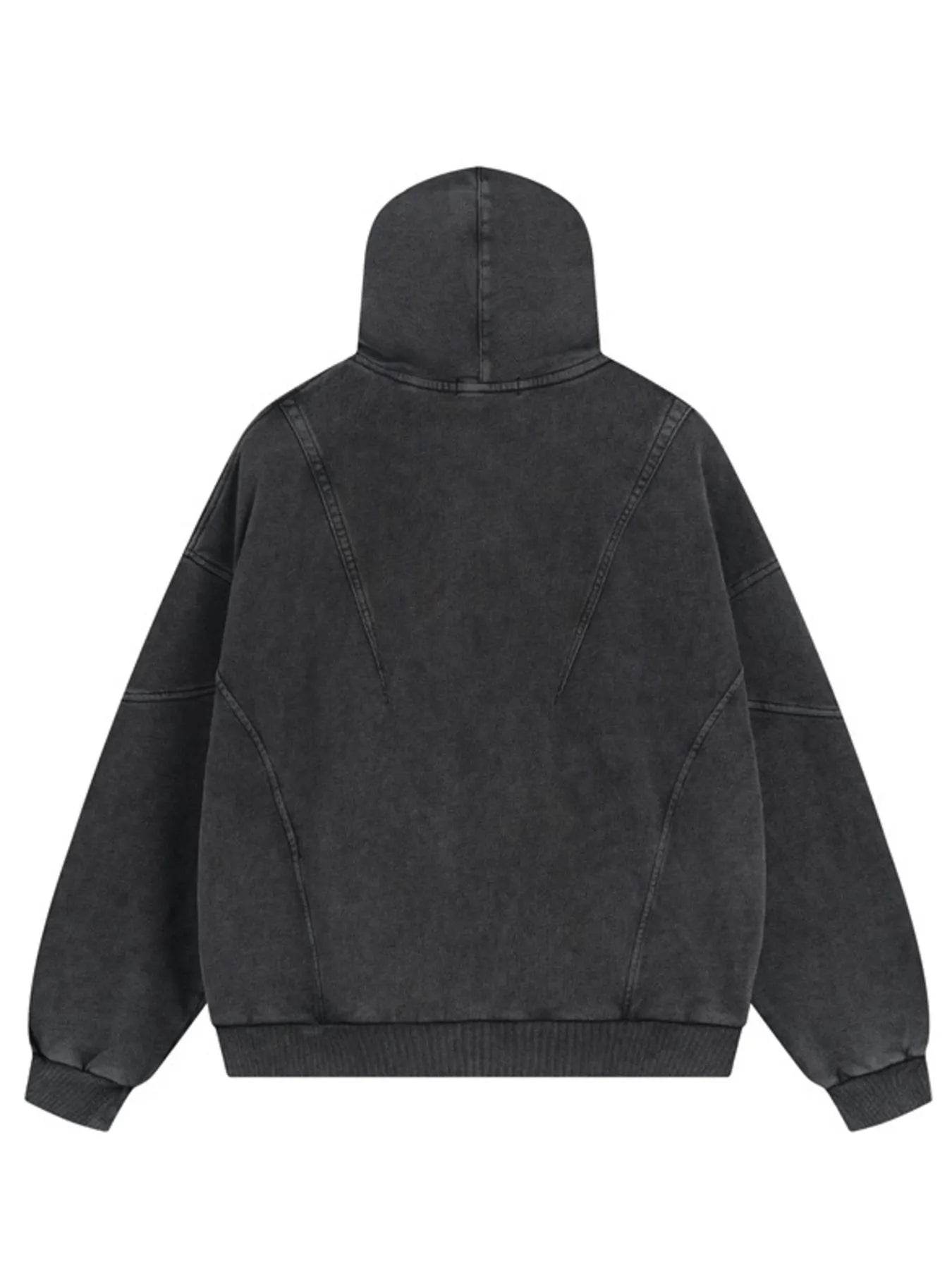 Men's Washed Zip Up Long Sleeve Hooded Jacket - Tredona LLC