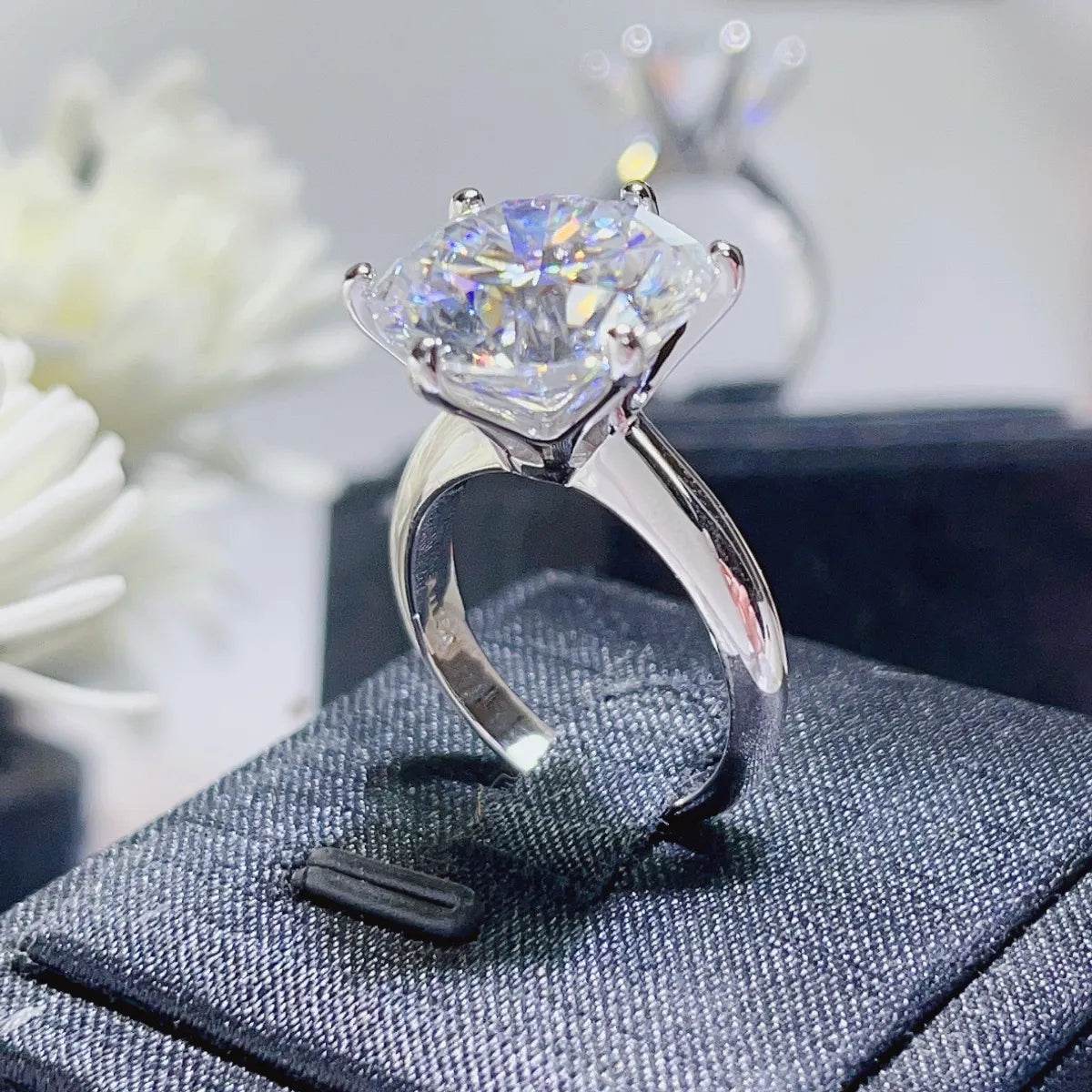 10 Carat Moissanite 925 Sterling Silver Ring - Tredona LLC