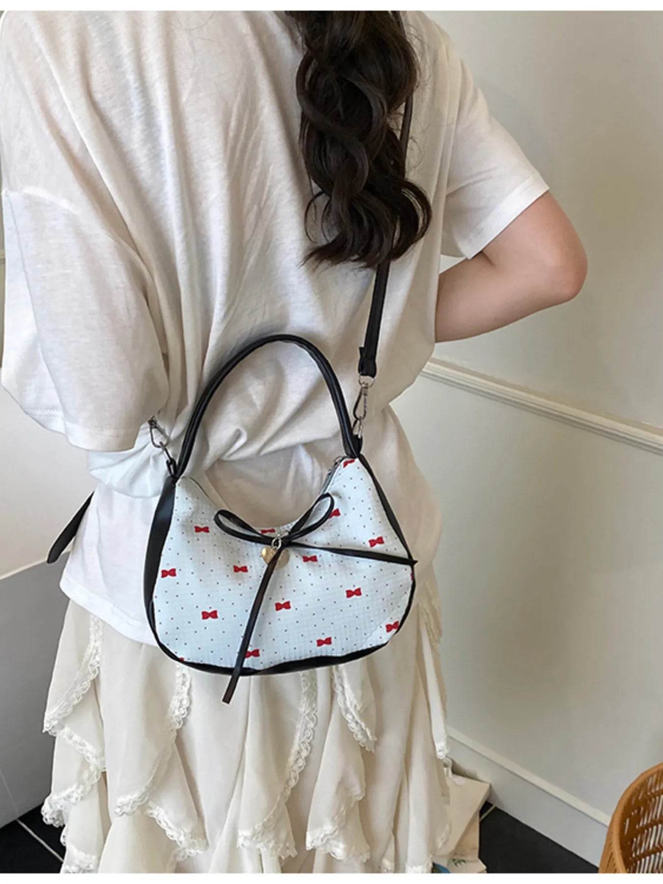 Printed Bow Shoulder Bag - Tredona LLC