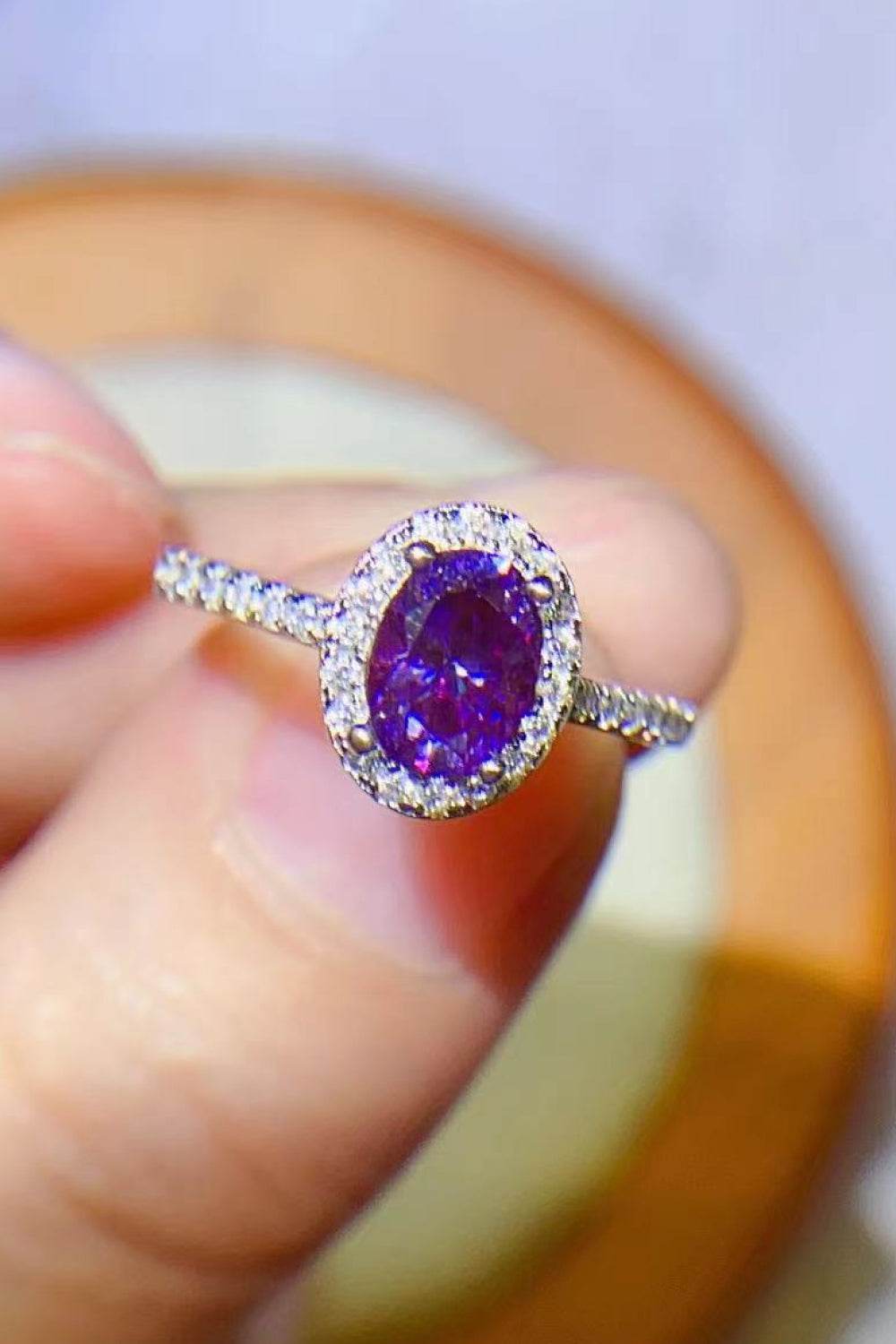 925 Sterling Silver 1 Carat Purple Moissanite Ring - Tredona LLC