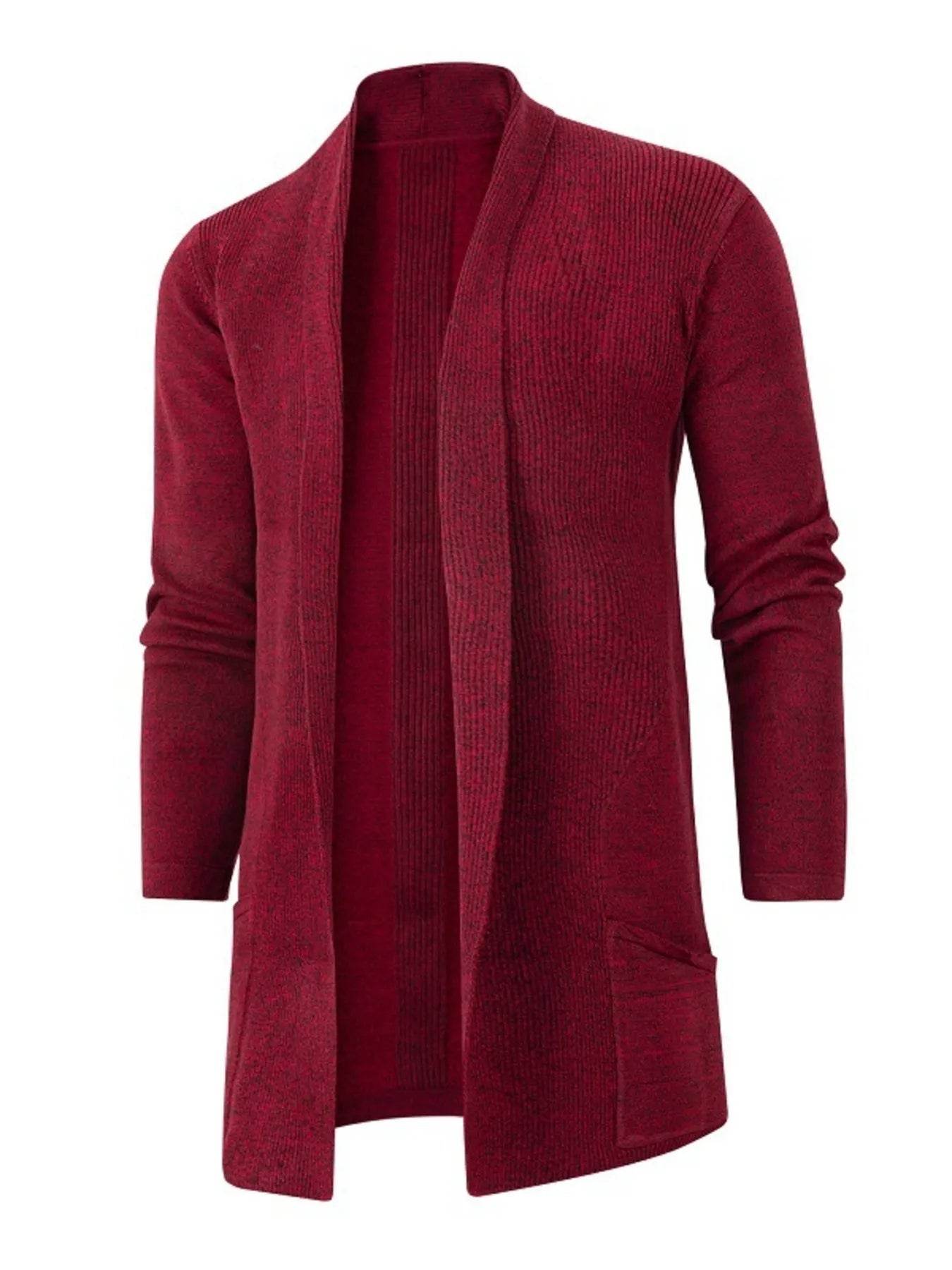 Men's Plus Size Open Front Long Sleeve Knit Cardigan - Tredona LLC