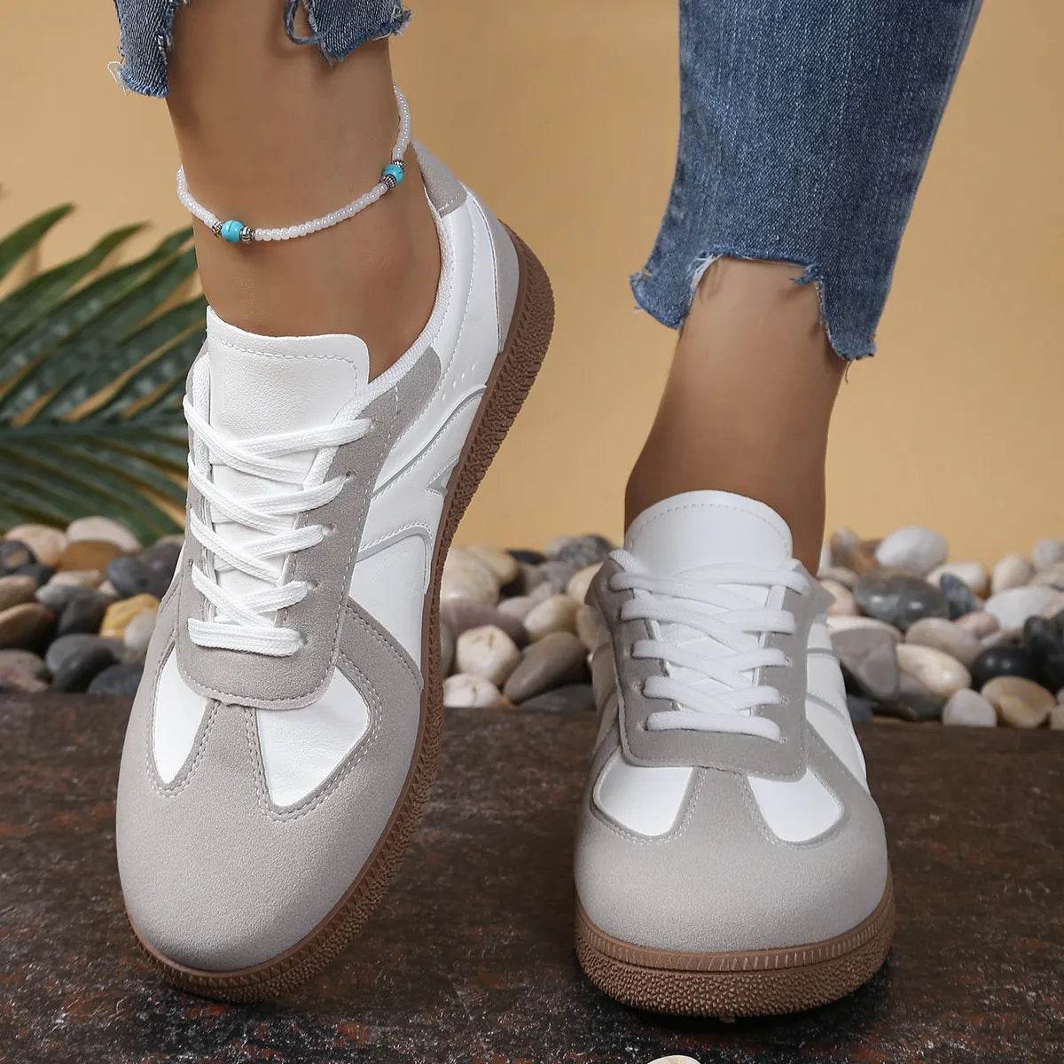 Lace Up Round Toe Sneakers - Tredona LLC