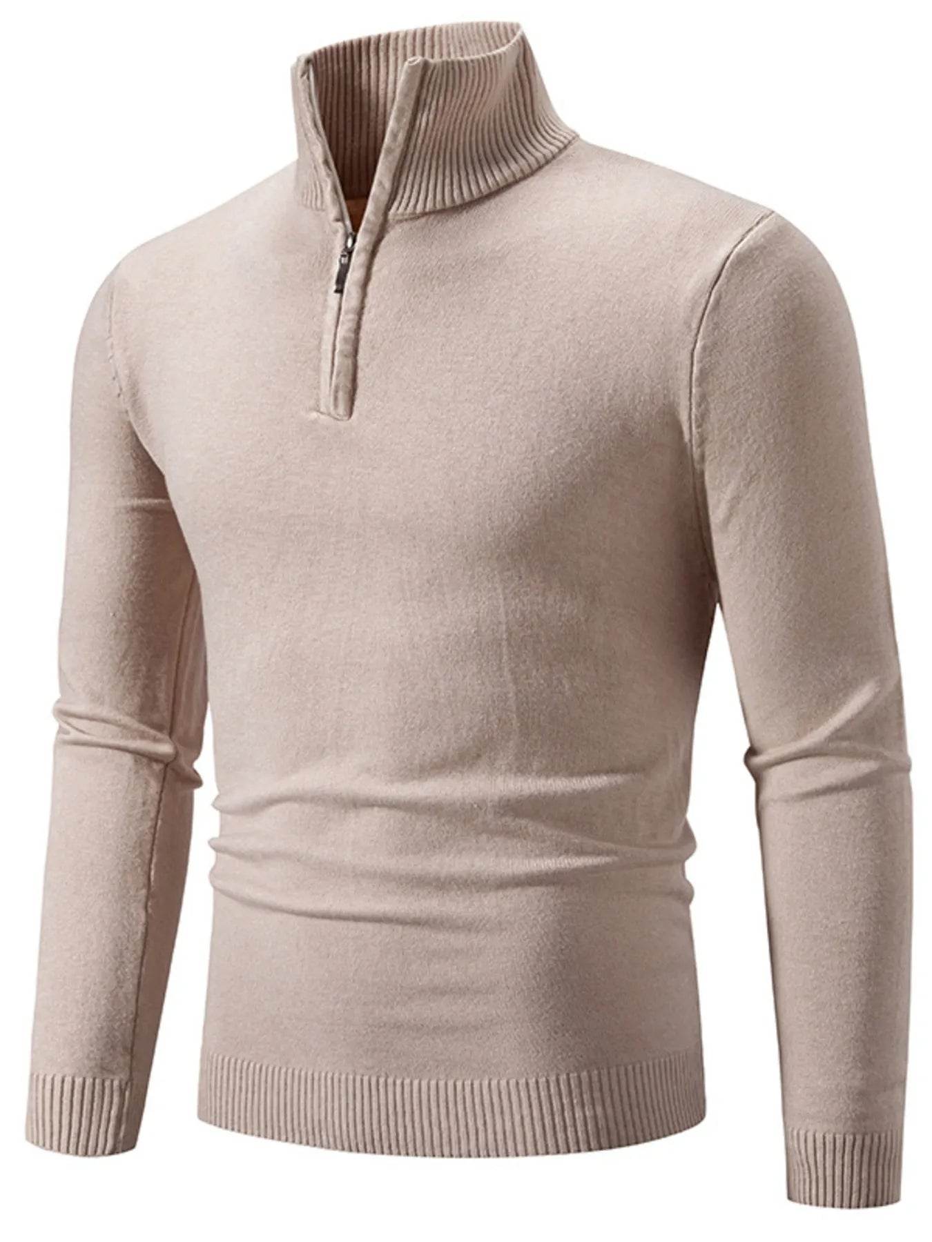 Men's Plus Size Quarter-Zip Turtleneck Sweater - Tredona LLC
