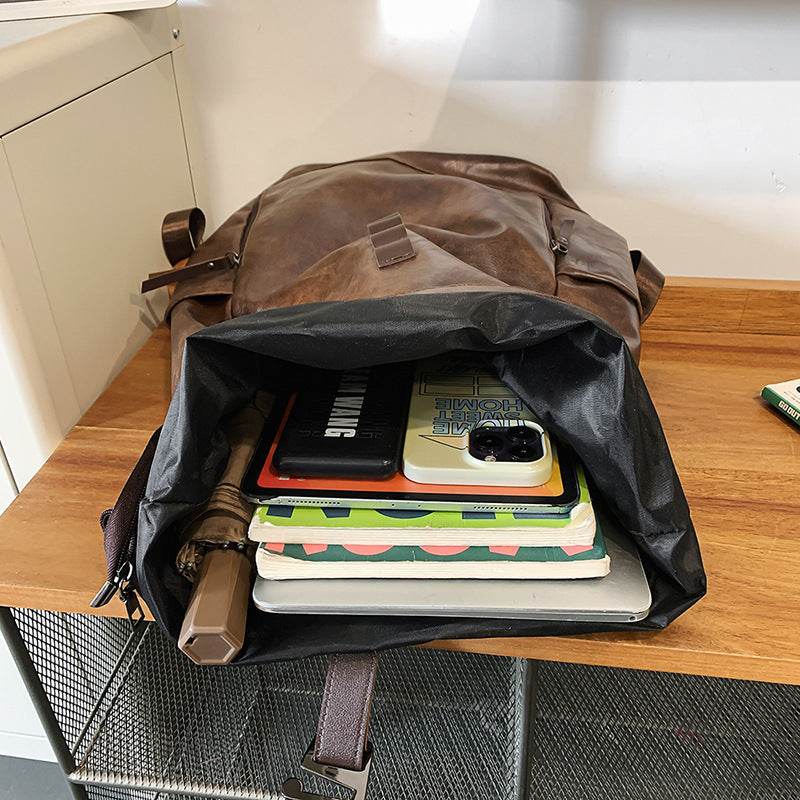 Backpack Men's Backpack Large Capacity Computer Bag Waterproof Solid Color Women's Travel - Tredona LLC