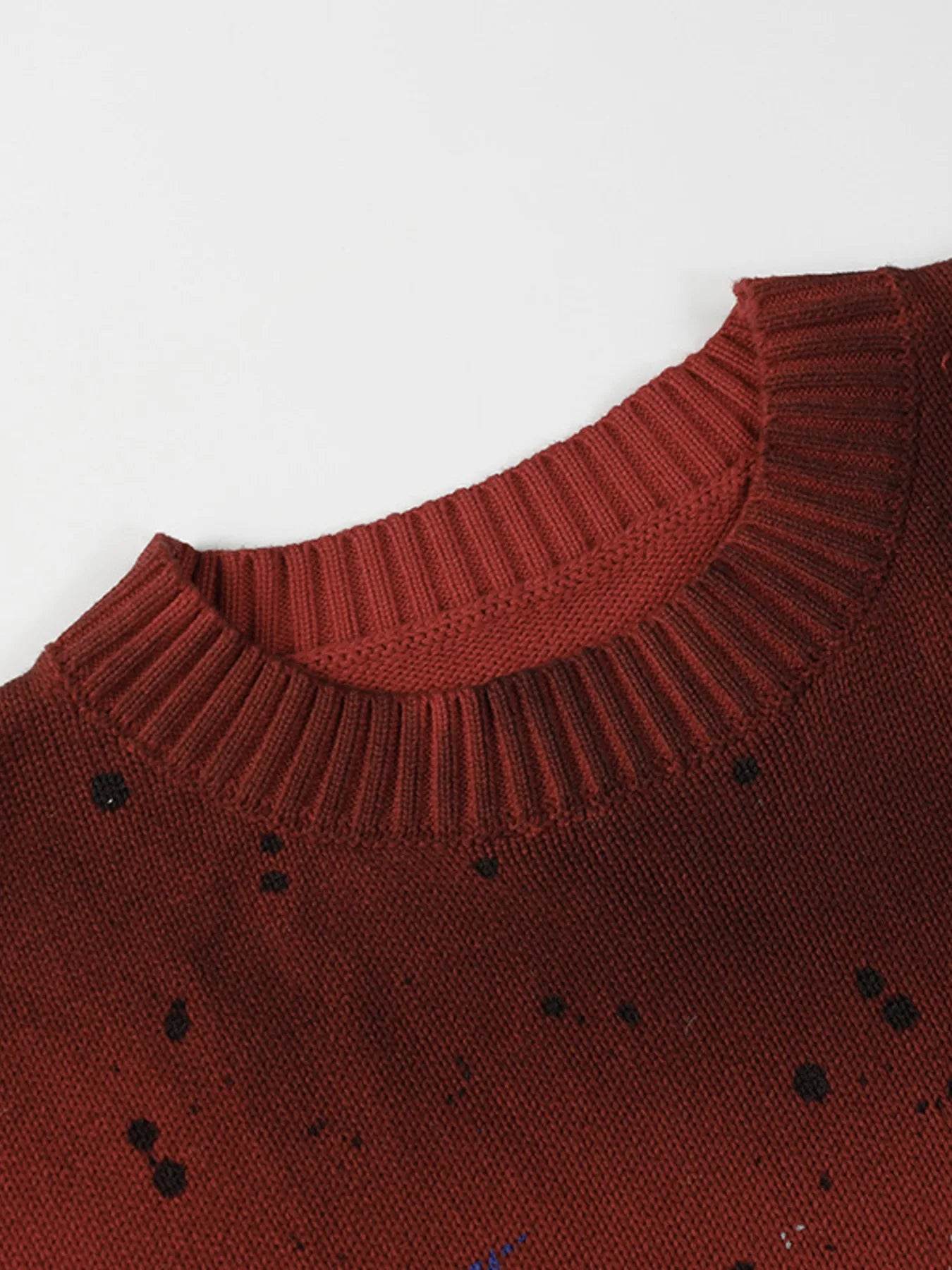 Men's Letter Round Neck Long Sleeve Sweater - Tredona LLC