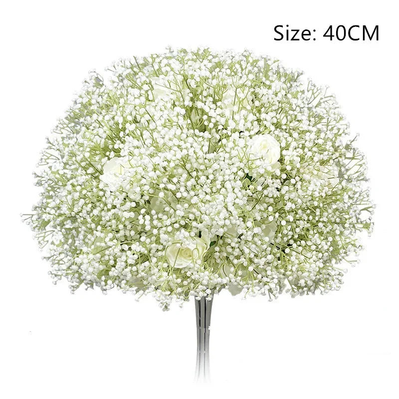 White Baby's Breath Artificial Flowers Silk Hydrangea Bunch Outdoor Wedding Decor Runners Home Decoration Props
