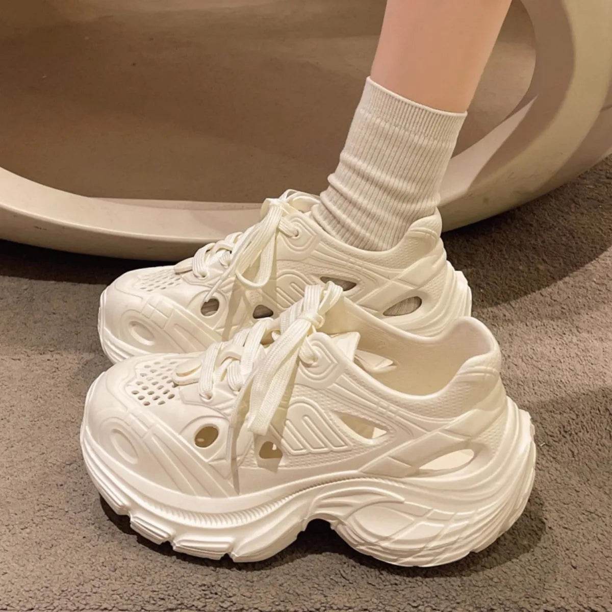 Lace Up Platform Sneakers - Tredona LLC