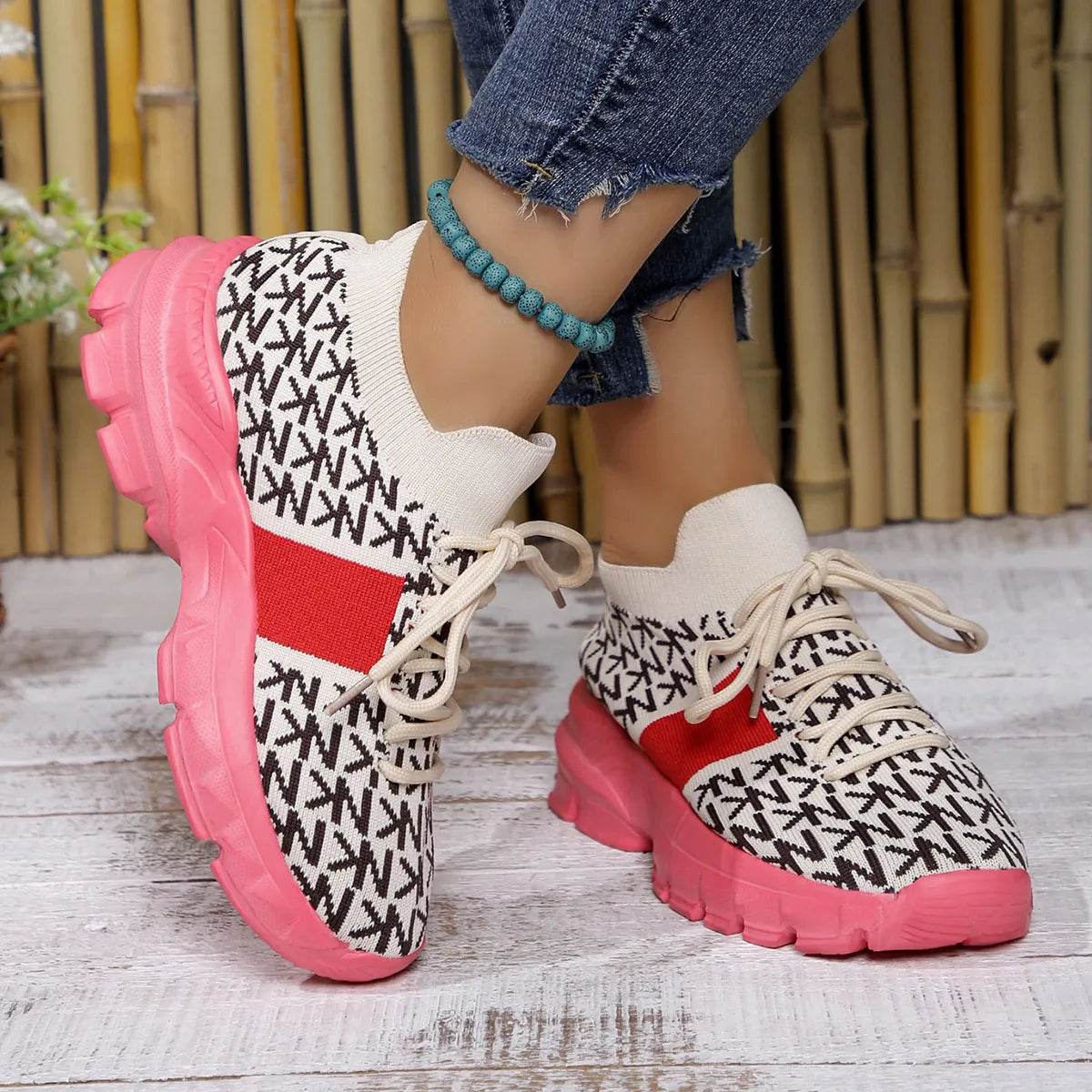 Lace Up Platform Sneakers - Tredona LLC