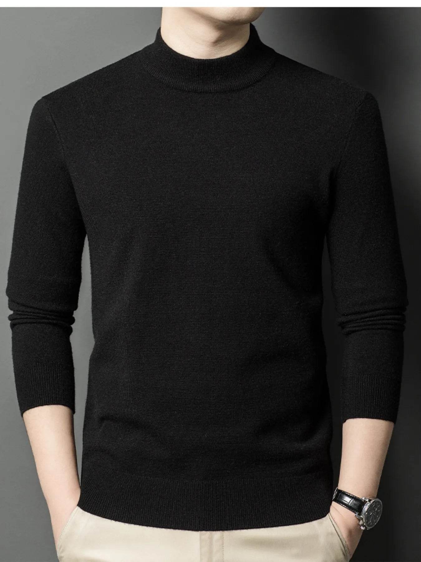 Men's Plus Size Mock Neck Long Sleeve Knit Top - Tredona LLC