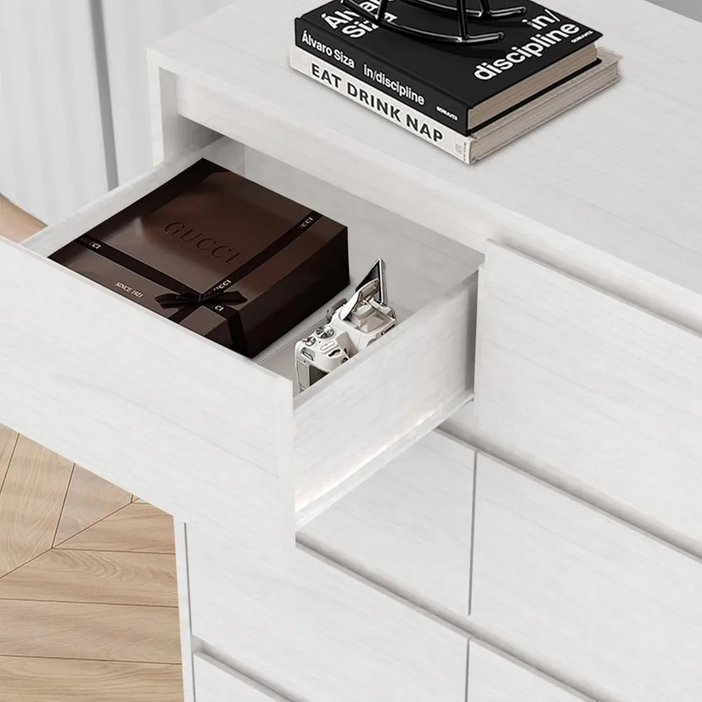 8 Drawers Dresser for Bedroom, Tall Dresser with 8 Drawers Wood Double Dresser Chest of Drawers, Modern Wide Storage Organizer C