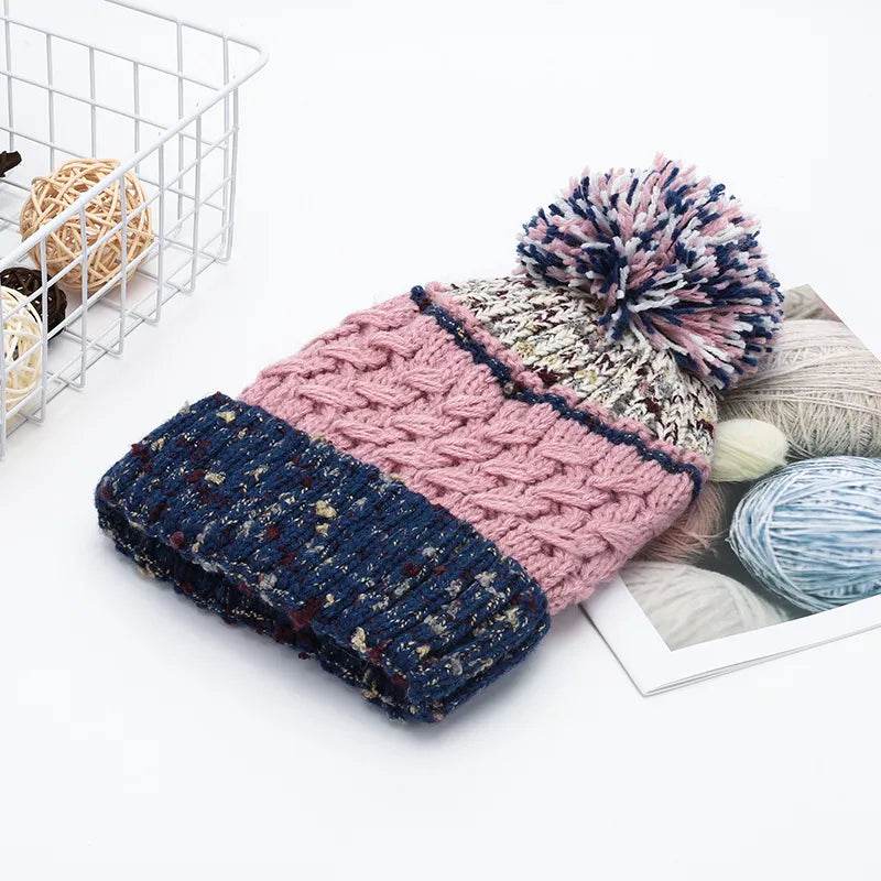 Contrast Thermal Hat with Pompom - Tredona LLC