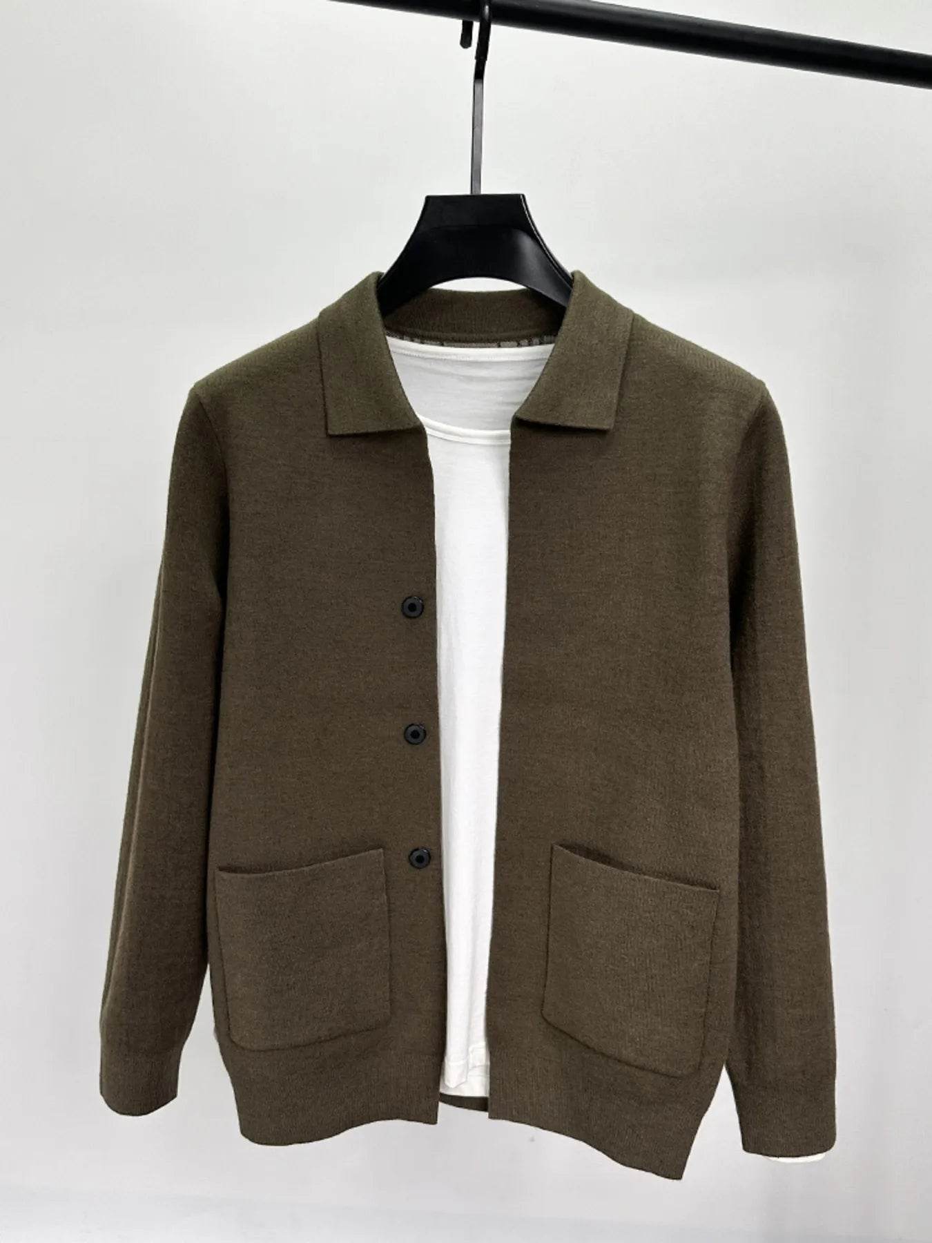 Men's Plus Size Button-Up Cardigan with Pockets - Tredona LLC