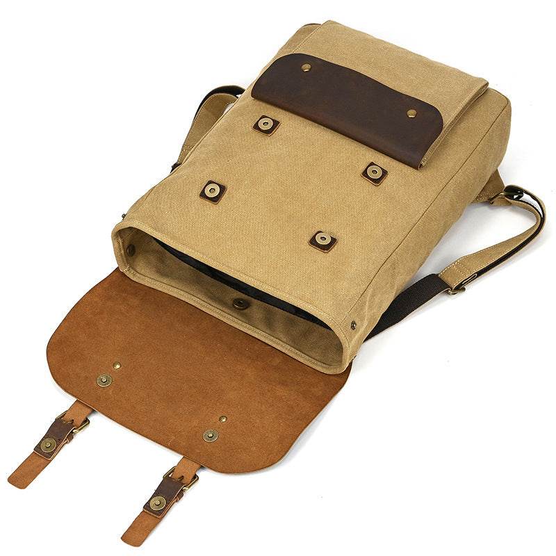 New Canvas Leather Large Capacity Backpack - Tredona LLC