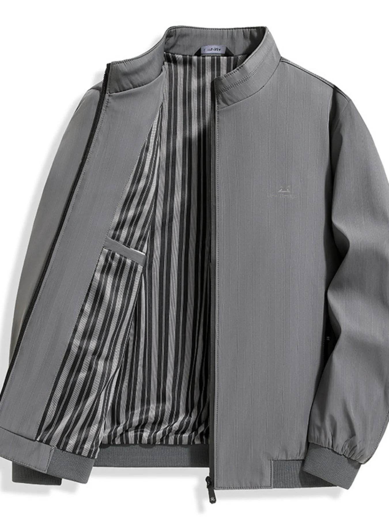 Men's Plus Size Zip Up Long Sleeve Jacket - Tredona LLC