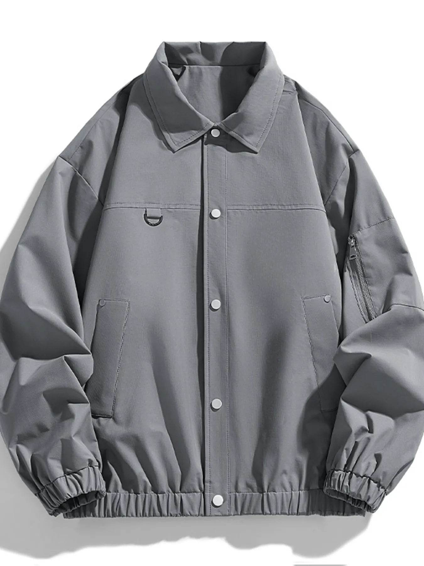 Men's Plus Size Elastic Hem Long Sleeve Jacket - Tredona LLC