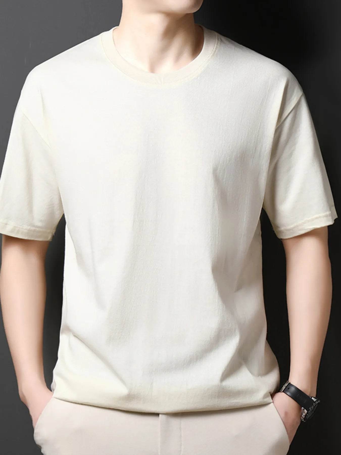 Men's Full Size Round Neck Half Sleeve T-Shirt Plus Size - Tredona LLC