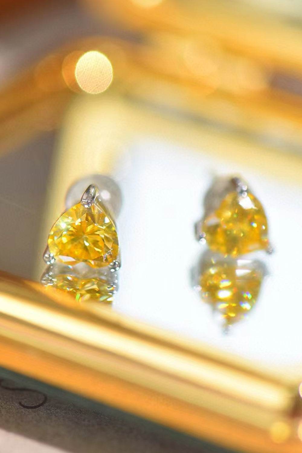 2 Carat Yellow Heart Moissanite Platinum-Plated Earrings - Tredona LLC