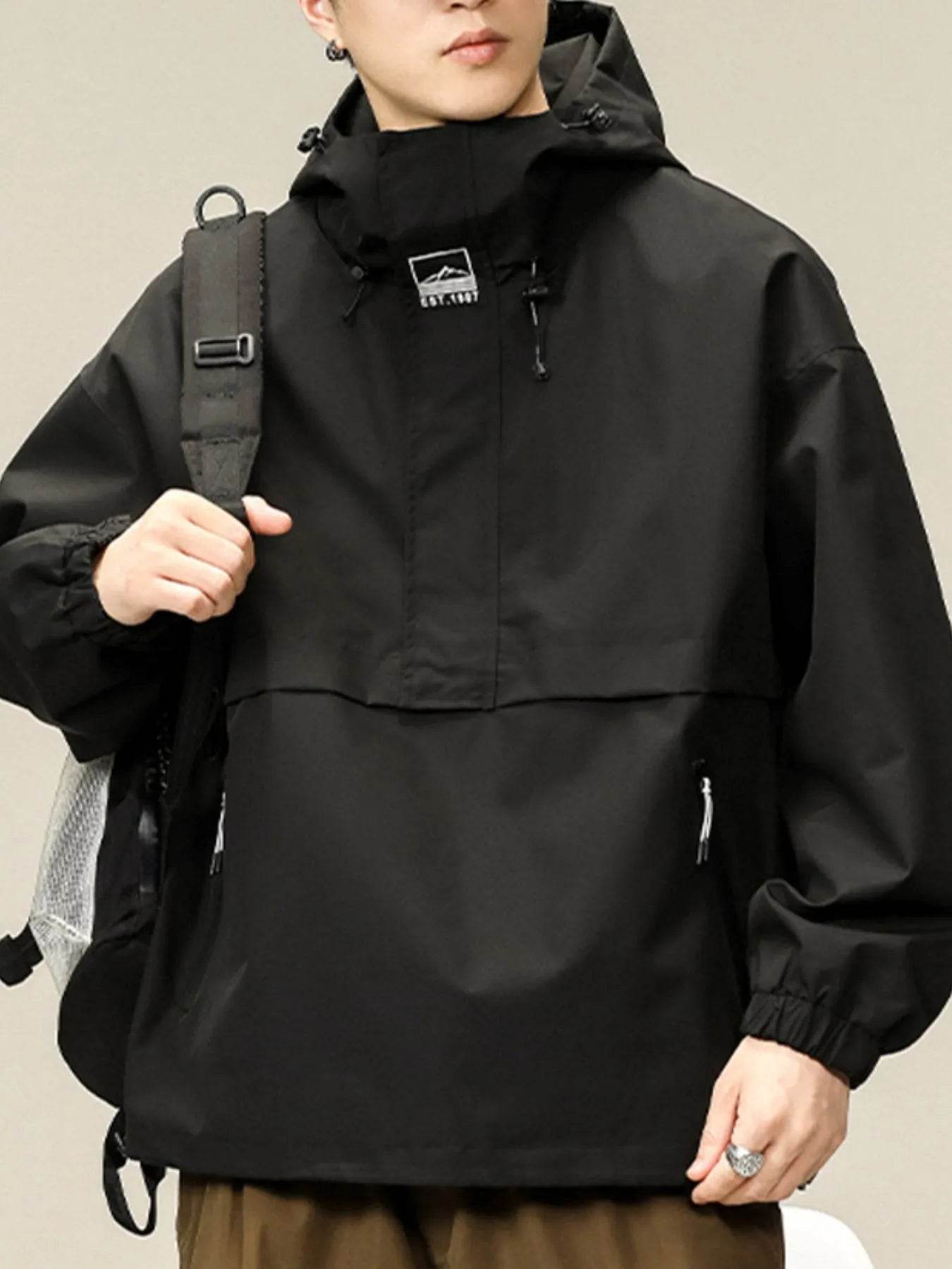Men's Plus Size Long Sleeve Hooded Jacket - Tredona LLC