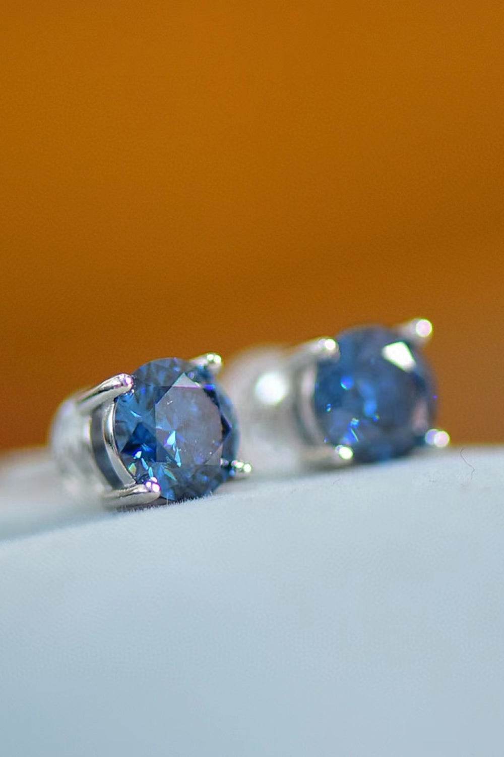 2 Carat Moissanite Four-Prong Platinum-Plated Earrings - Tredona LLC