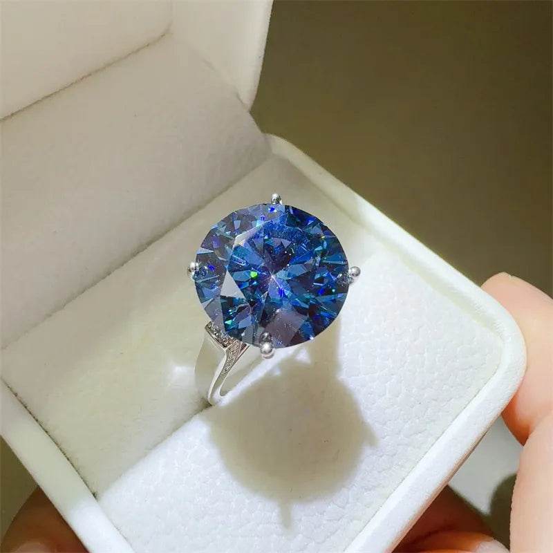 10 Carat 925 Sterling Silver Moissanite Ring - Tredona LLC