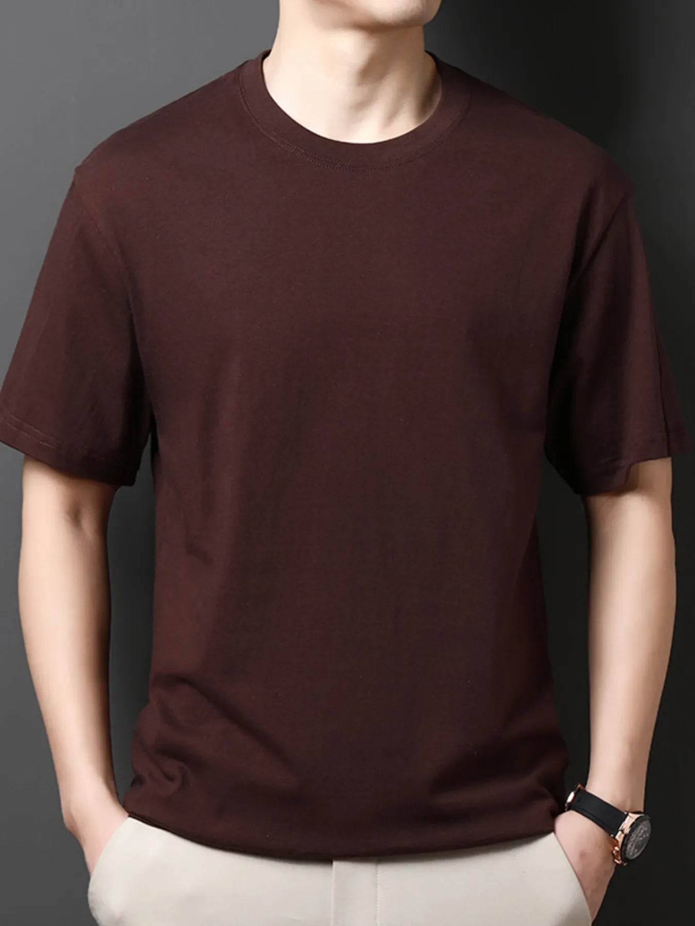 Men's Full Size Round Neck Half Sleeve T-Shirt Plus Size - Tredona LLC